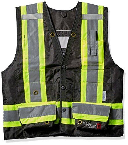 VIKING VIKING Men's Professional Journeyman FR Surveyor Safety Vest - Hi Vis Flame Retardant Ripstop Fabric, Black - Medium