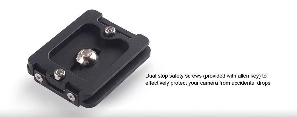 SUNWAYFOTO SUNWAYFOTO DP-50R 50mm QR Plate w Retractable Lip, Compatible with Cameras, Black