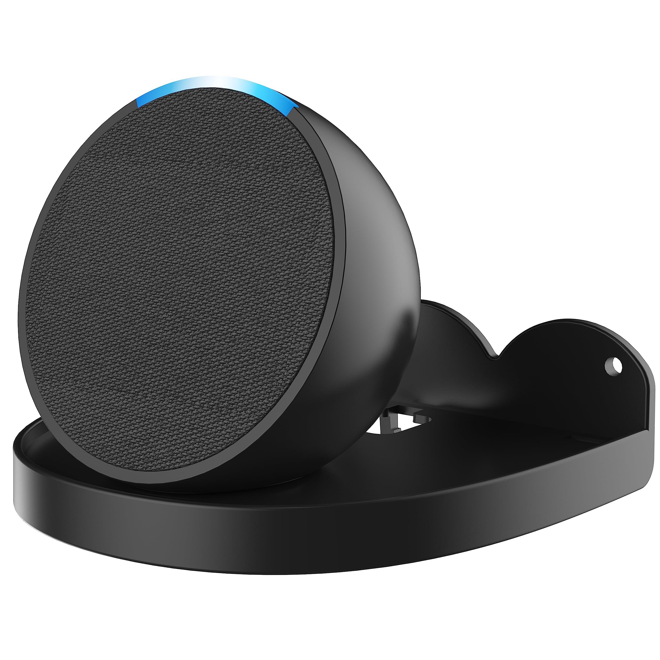 Aokicase Compatible with Amazon Echo Pop Holder Echo Pop Stand Mount Echo Pop Wall Mount with Integrated Cable Management, No Screws Required, Speaker Accessories Rack (Echo Pop, Black, JT01) 2 Pieces