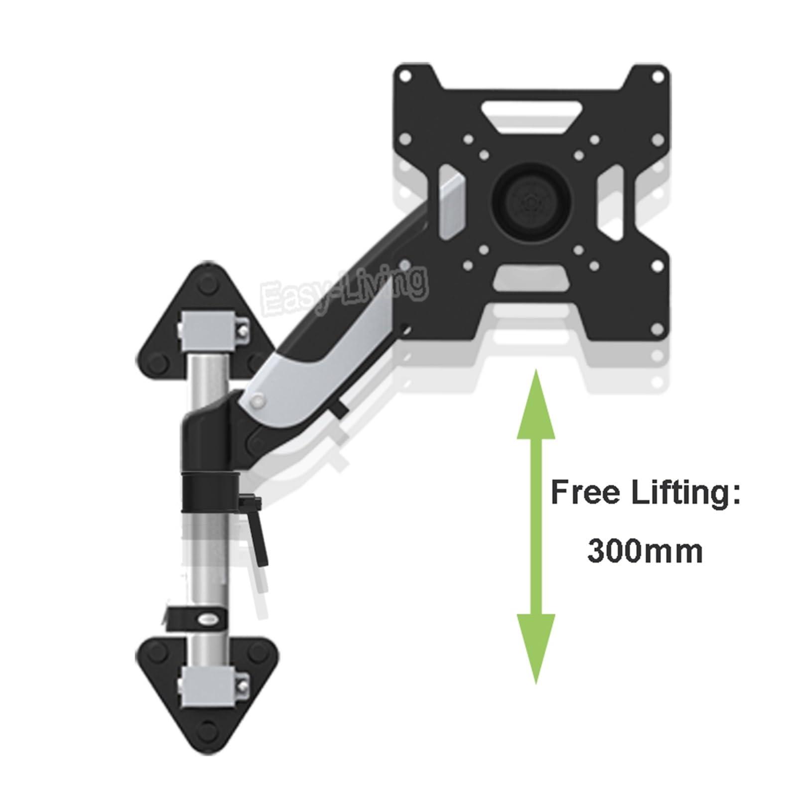 UPGENT 35"-55" Heavy Duty Gas Spring Flexible TV Wall Mount Full Motion LCD LED Monitor Mount Arm Loading 9-20kgs