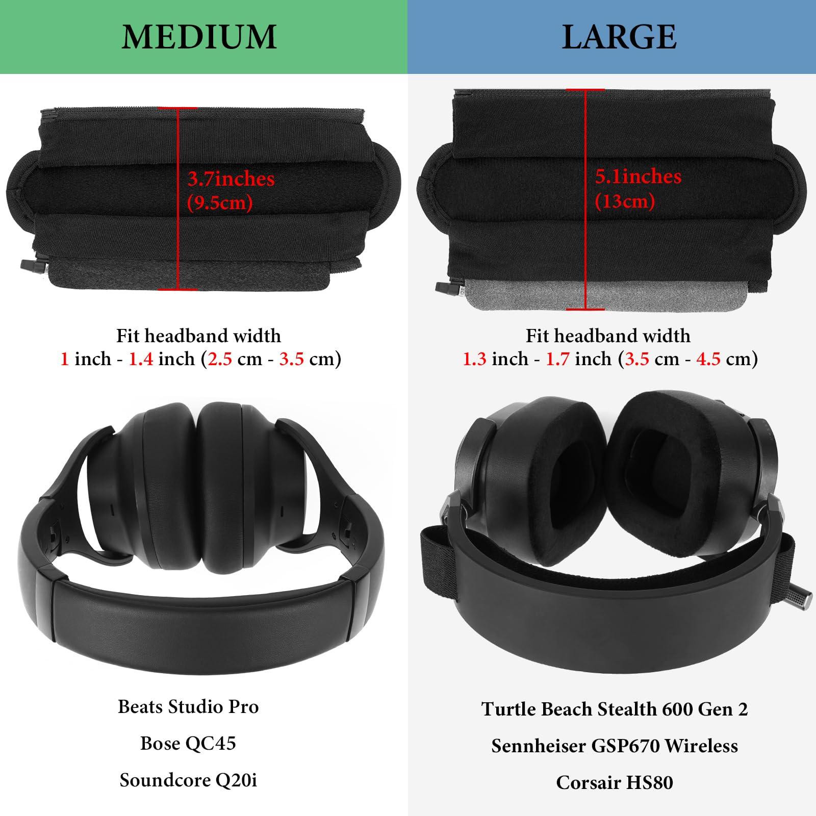 GEEKRIA Geekria Hook and Loop Headband Cover + Pad Set, Headband Protector with Zipper Closure, DIY Installation, Compatible with Medium Sized Headphones (Protein Leather/Black)
