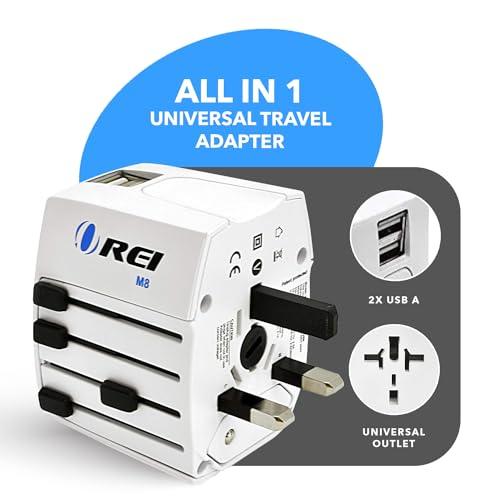 OREI OREI World Travel Plug Adapter - 2 USB + 1 Universal Outlets - Slots for Europe, Asia, China, Japan, Africa - Perfect for Cell Phones, Tablets, Cameras and More