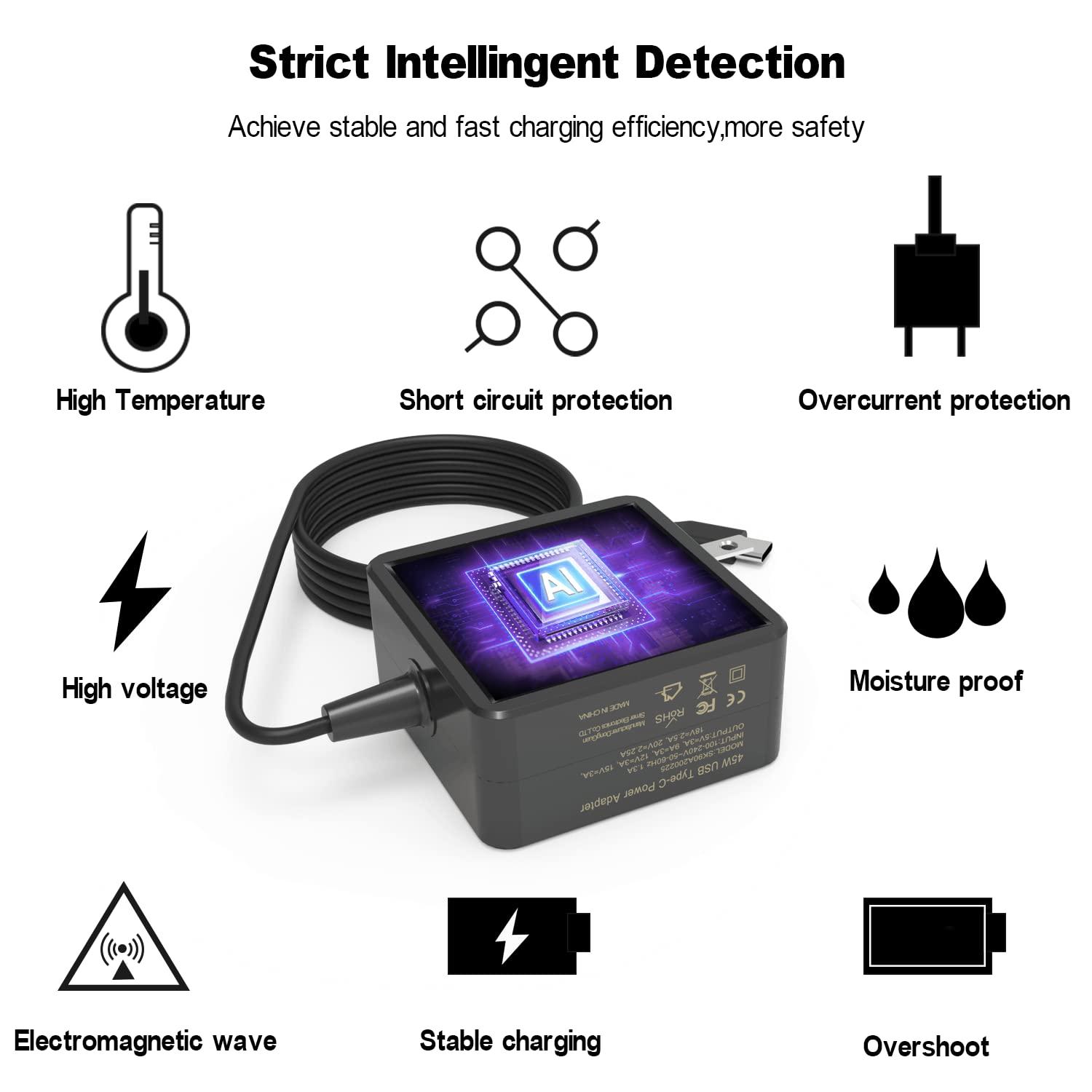 Njiwpnzo 45W USB-C Charger for Chromebook Charger: Samsung Chromebook Charger, Asus/Lenovo/Acer/HP/Dell Chromebook USB C Laptop, Fast Charging Google Chrome Laptop Charger for Computer/Galaxy Book