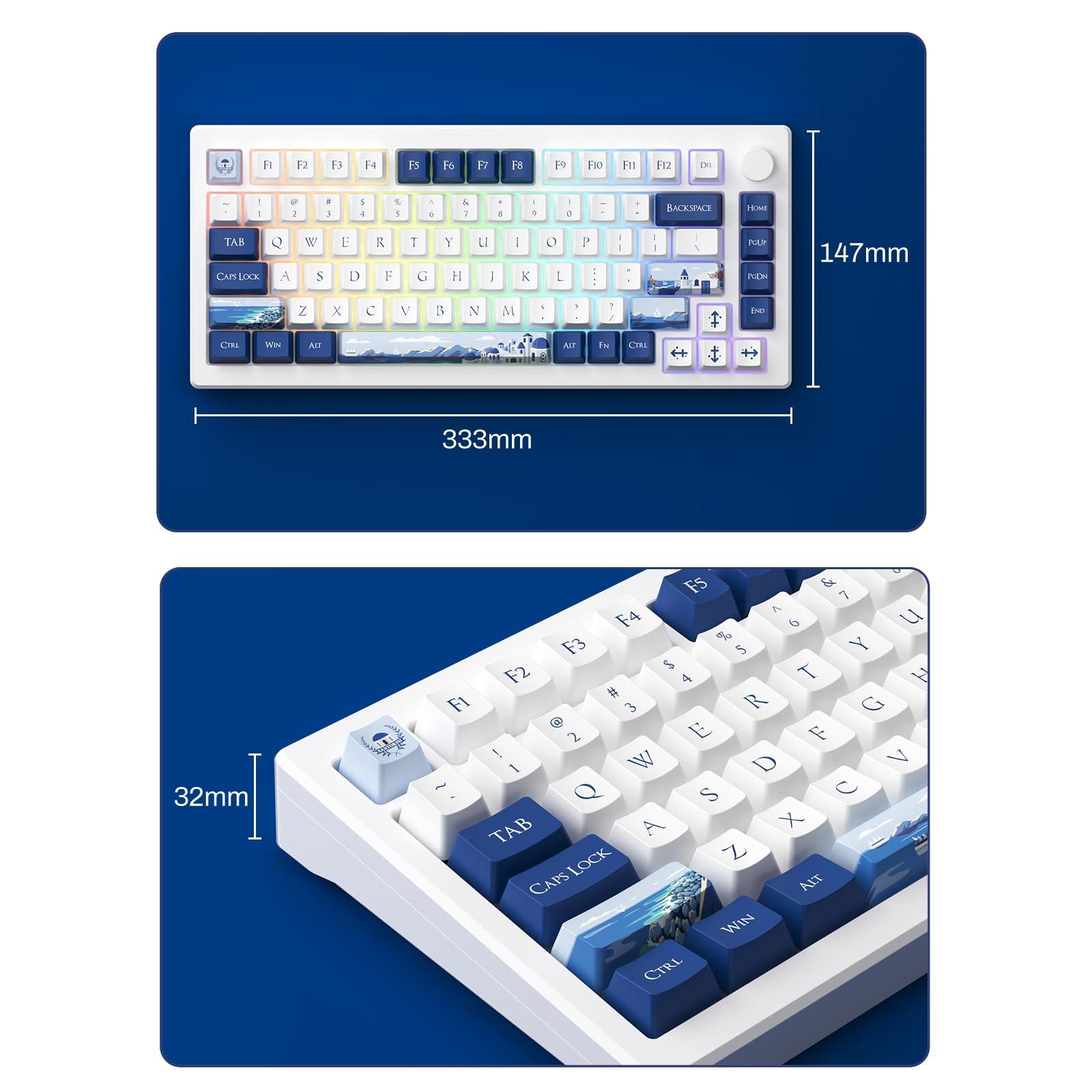 Akko Akko Gaming Keyboard Rapid Trigger with Magnetic Switches, 75% 8k Polling Rate Mechanical Hall Effect Keyboard with Knob MOD007B HE PC Santorini Wired/Wireless (Kailh Sakura Pink Magnetic Switch)