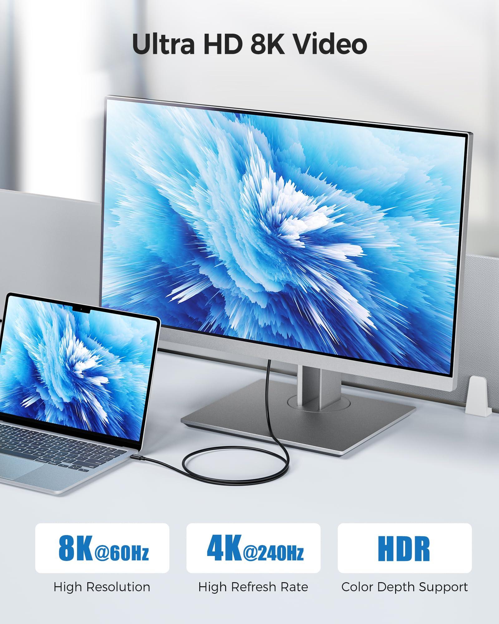 Cable Matters Cable Matters [Intel Certified] 40Gbps Thunderbolt 4 Cable 3.3ft with 8K Video and 240W Charging - 1m, Compatible with USB4, Thunderbolt 3 Cable and USB-C