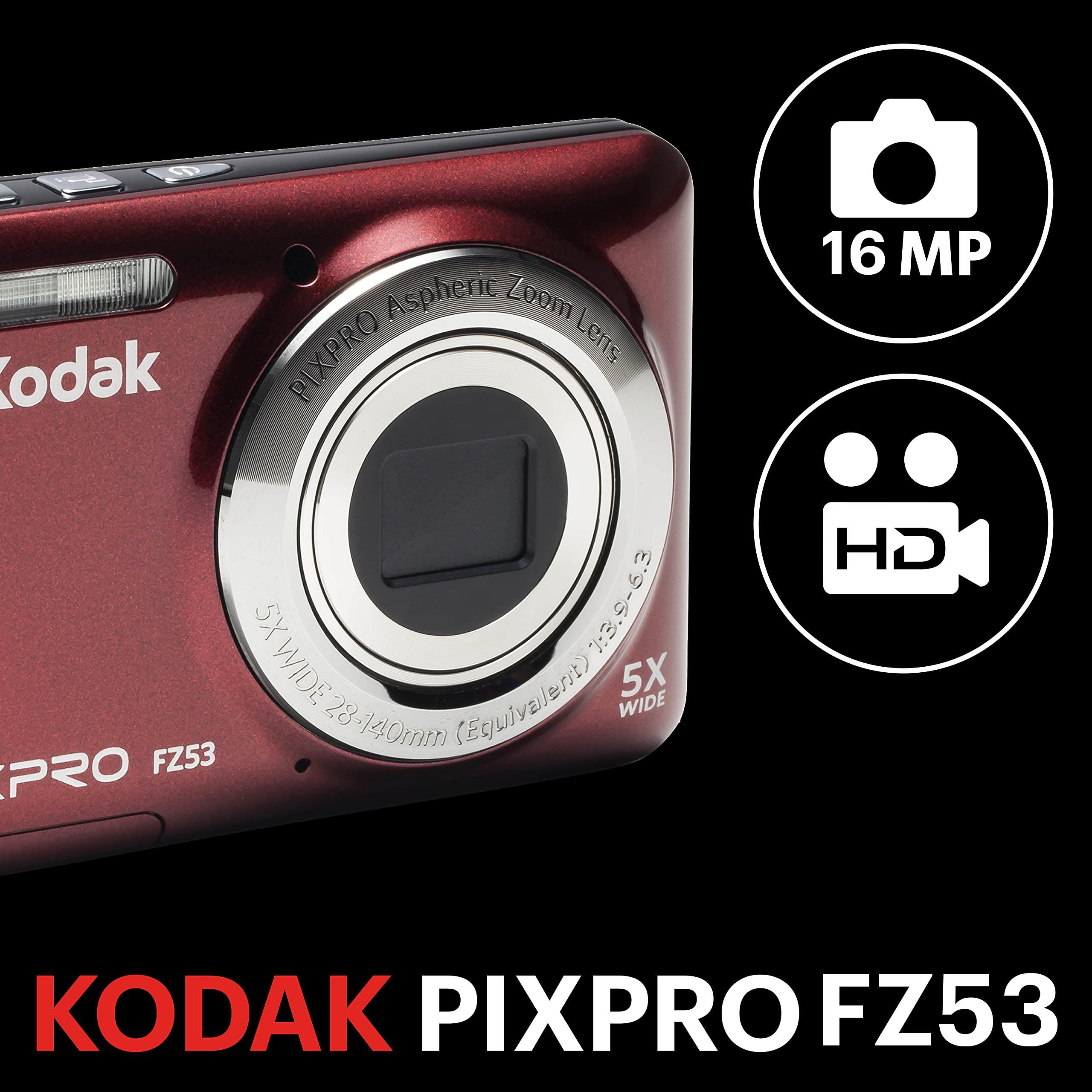 KODAK Kodak PIXPRO Friendly Zoom FZ53-RD 16MP Digital Camera with 5X Optical Zoom and 2.7" LCD Screen (Red)
