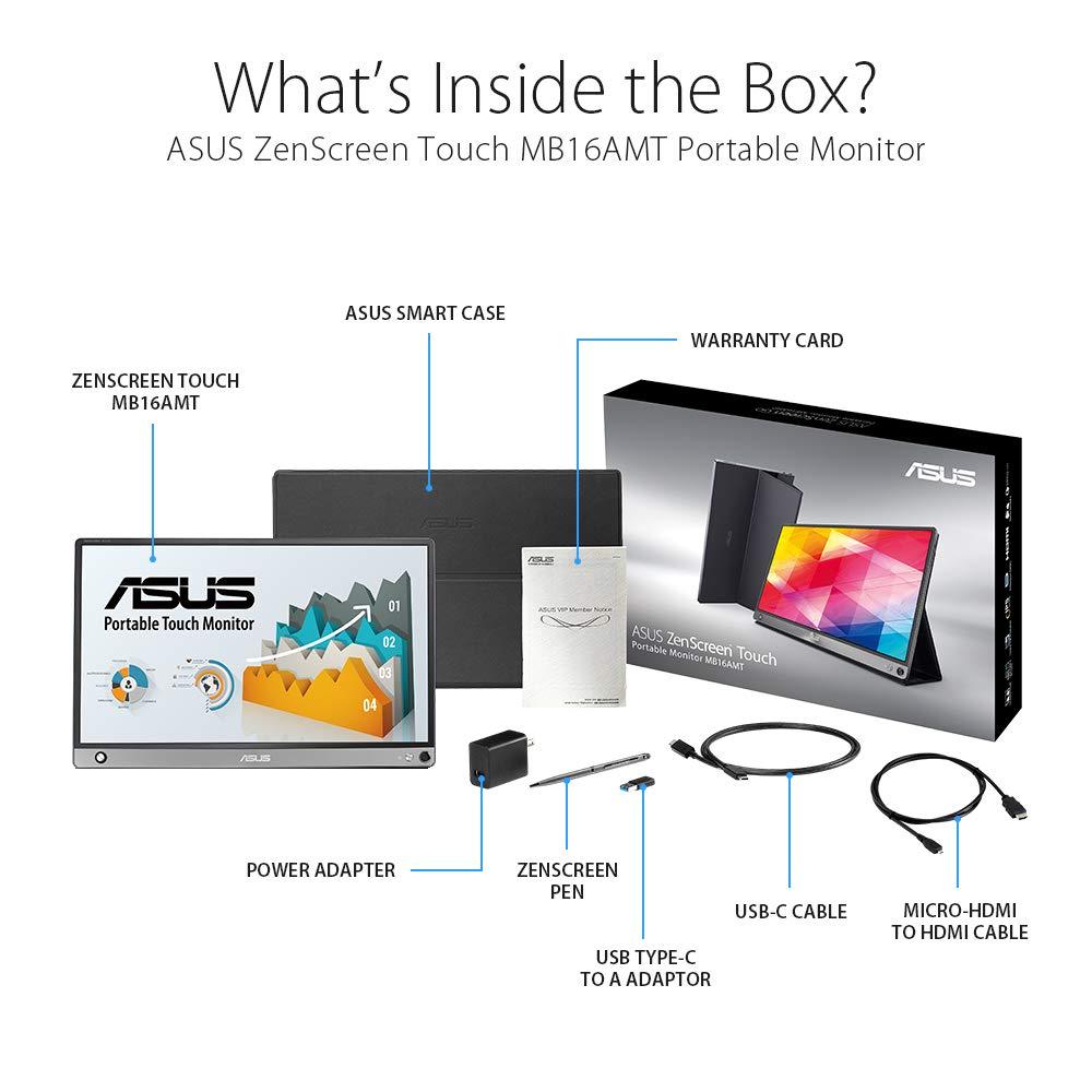 ASUS ASUS ZenScreen Touch MB16AMT 15.6-Inch LCD Monitor, Dark Gray