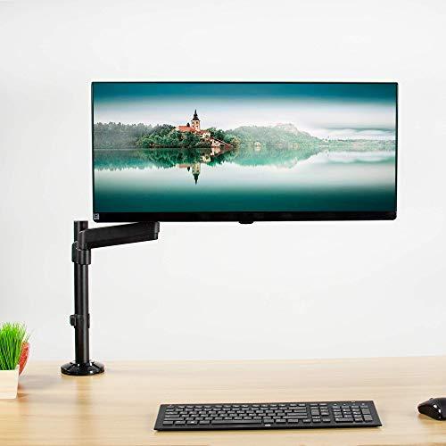 VIVO VIVO Heavy Duty Articulating Single Pneumatic Spring Arm Desk Mount, Fits Standard and Large Ultrawide 17 to 35 inch Monitor, Maximum VESA 200x100 with Reinforcement Bracket for Thin, Glass Table Tops