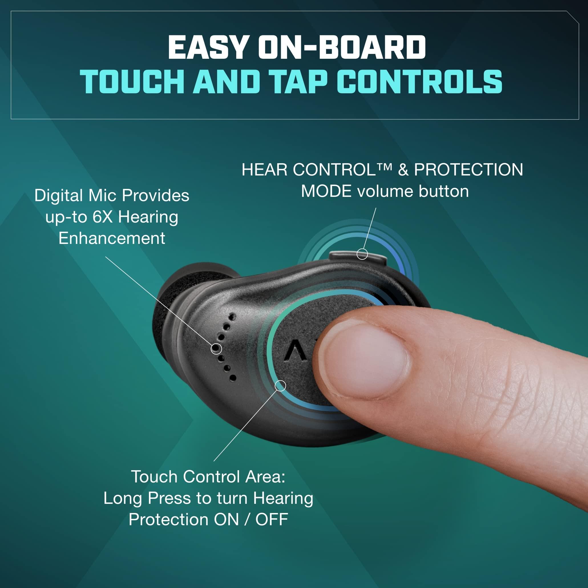 AXIL AXIL XCOR PRO Wireless Earbuds Bluetooth HearPRO Buds with Touch Control Bluetooth Enhancement Hearing Protection Dust & Water Resistant Wind Resistant True Wireless Earbuds.