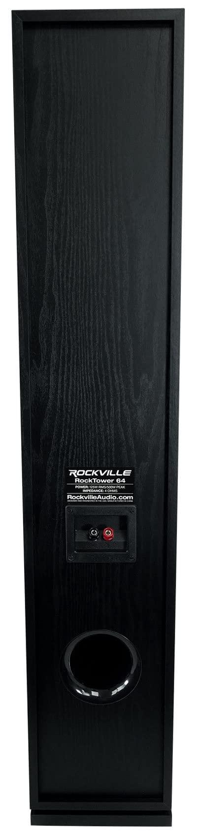 Rockville Rockville RockTower 64B Passive Tower Speaker, 4 Ohm, Black, High-Fidelity Sound, Detachable Grille, 3-Way, 6.5", 500W, MDF, Perfect for Home Audio