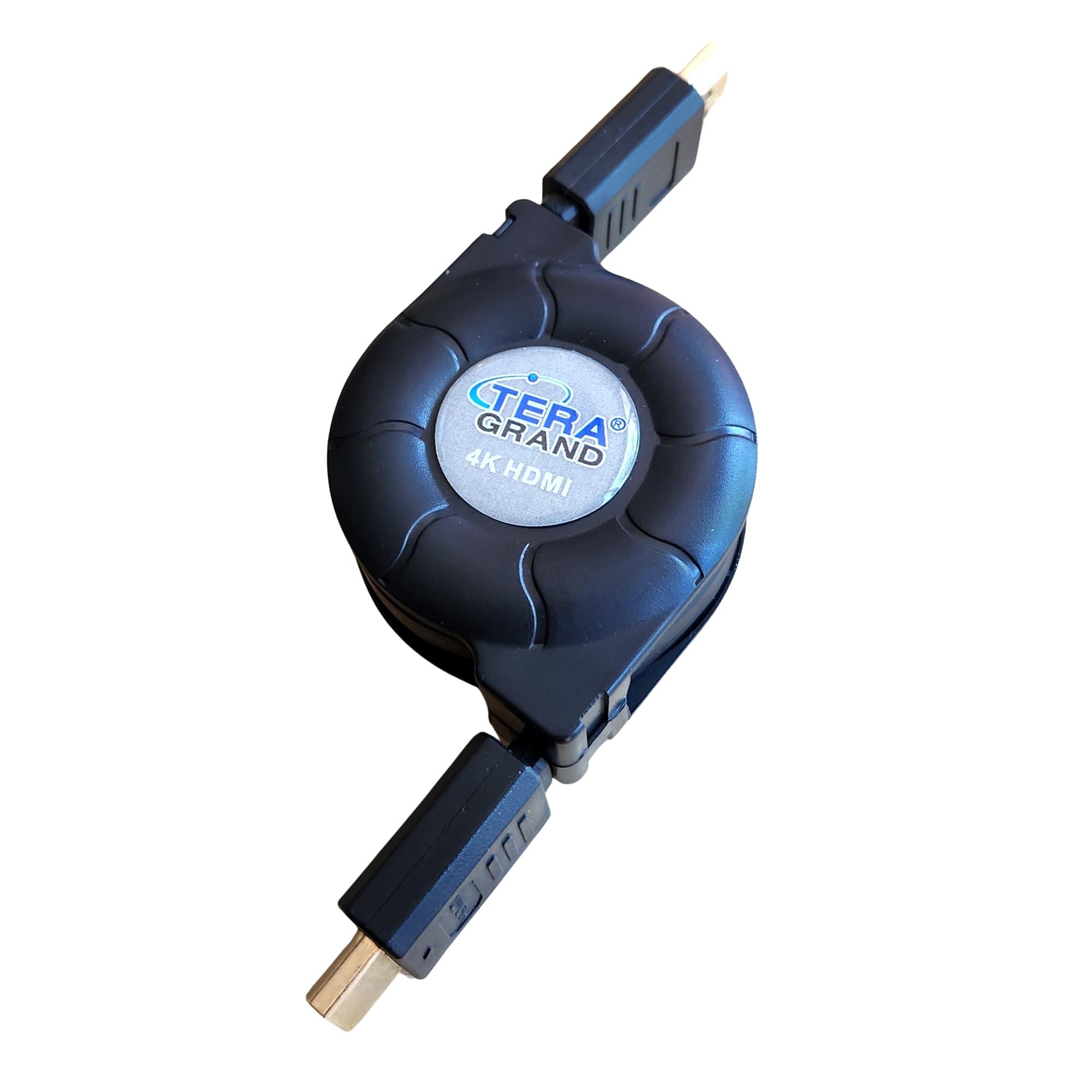 Tera Grand Tera Grand Premium 4K High-Speed HDMI 2.0 Retractable Cable, Extends up to 4.25 feet - Supports 4K Ultra HD, 3D, ARC, HDR, and Ethernet Channel
