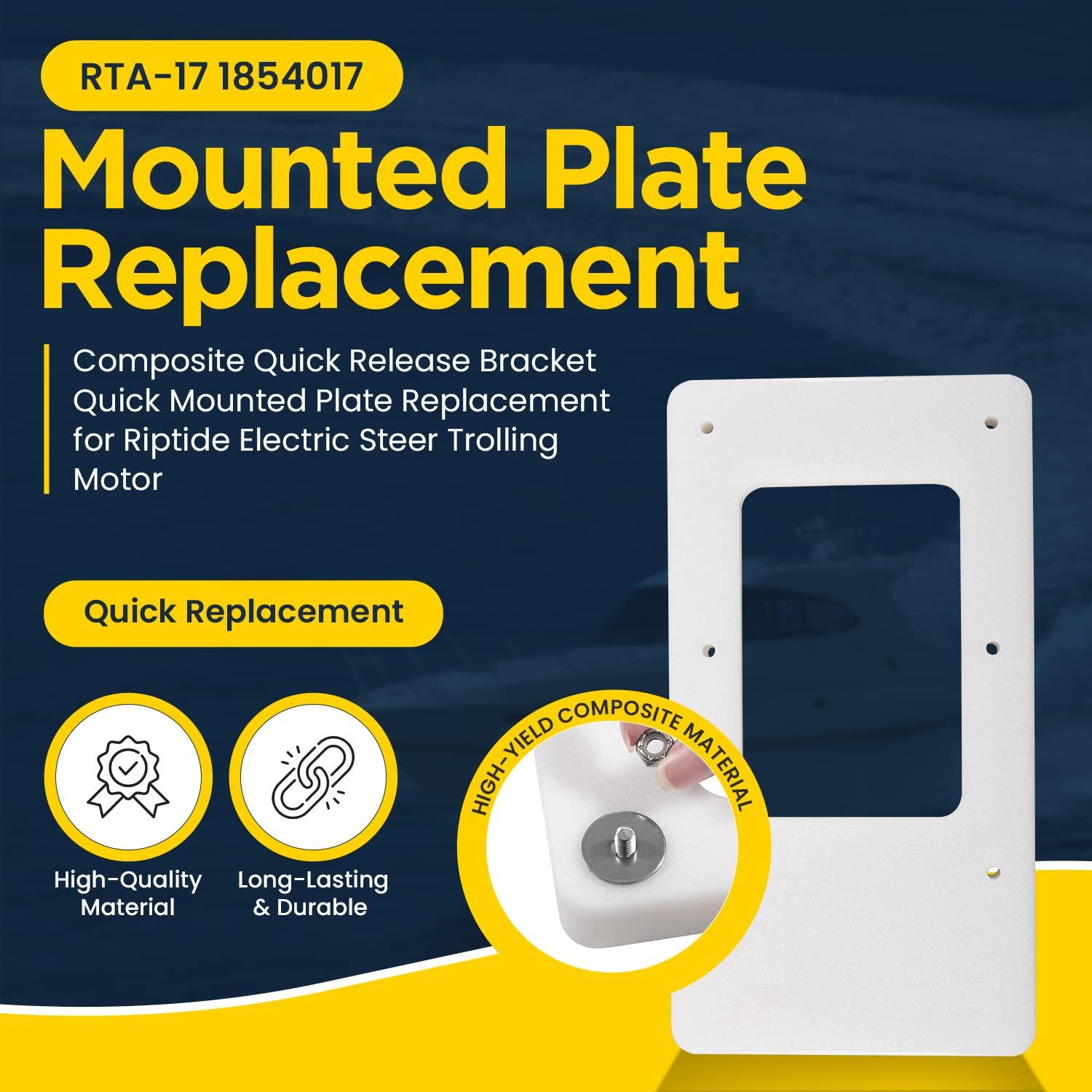 Sunluway For Minn Kota Quick Release Bracket RTA 17 1854017 Compatible with Riptide Terrova, Ulterra, PowerDrive V2, Deckhand 40 Motor, for Riptide Electric Steer Trolling Motor Mount Plate, White