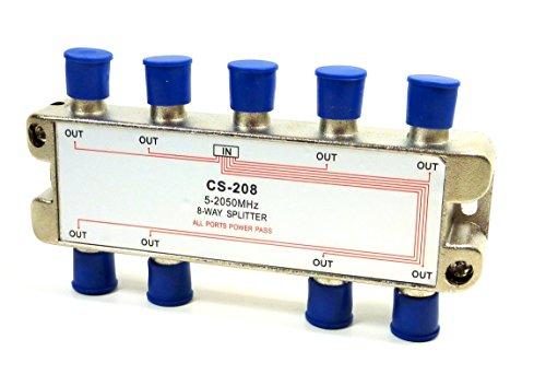 Philmore Philmore 2GHZ High "Q" 8-Way Low Loss Coaxial Satellite TV Signal Splitter With Weather Caps, Commercial Grade; CS208