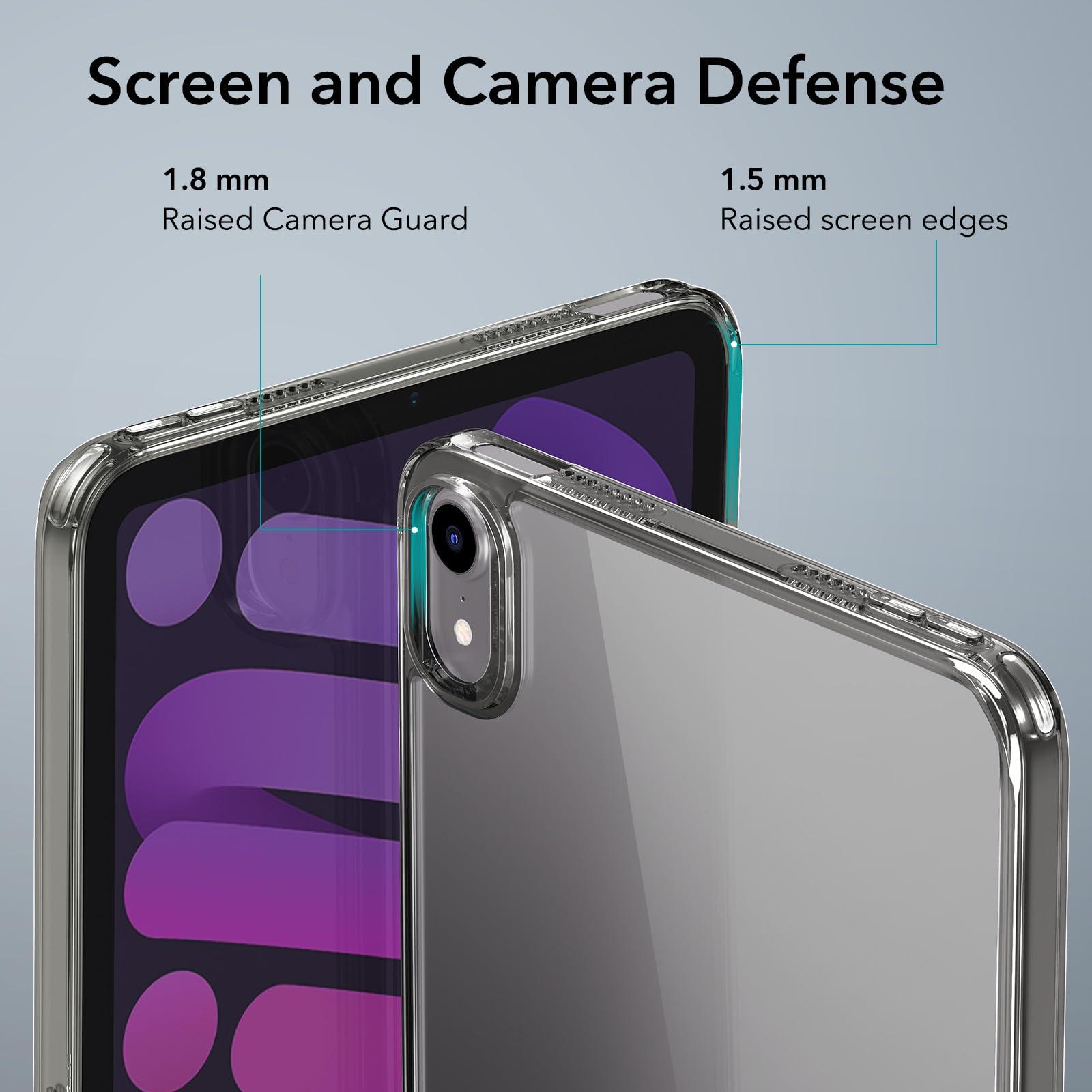 ESR ESR for iPad Mini 7 A17 Pro Case, iPad Mini 7th/6th Generation Case with Stand(2024/2021), 3 Stand Modes, Slim and Light, Drop Safe, Supports Pencil Pro & Pencil (USB-C), Black Clear
