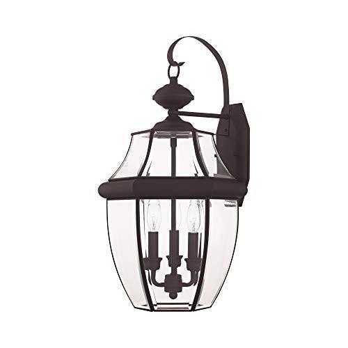 Livex Lighting Livex Lighting 2351-07 Monterey 3 Light Outdoor Bronze Finish Solid Brass Wall Lantern with Clear Beveled Glass