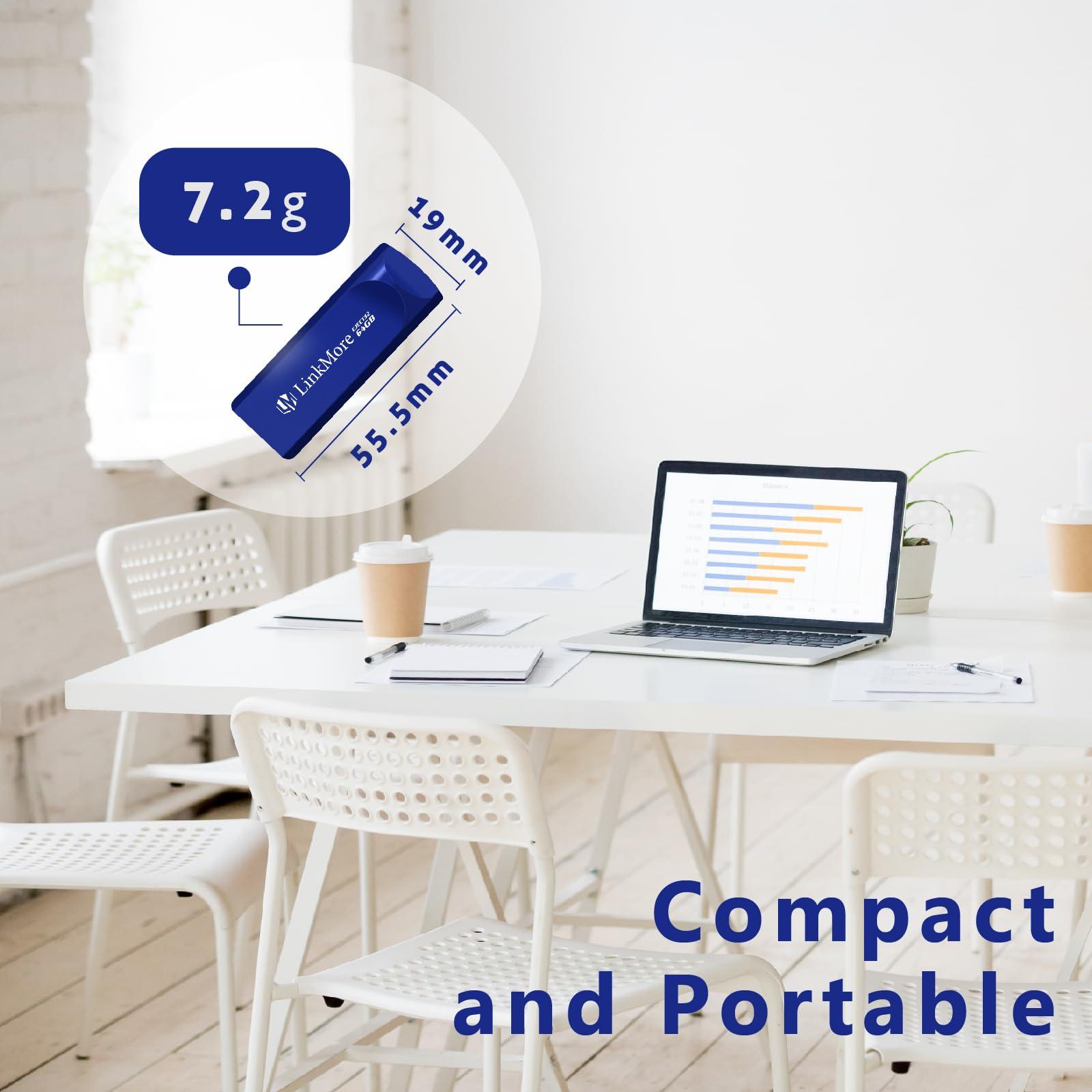 LinkMore LinkMore EJECT32 64GB USB 3.2 Flash Drive, Read Speed up to 100MB/s, Retractable Design Thumb Drive