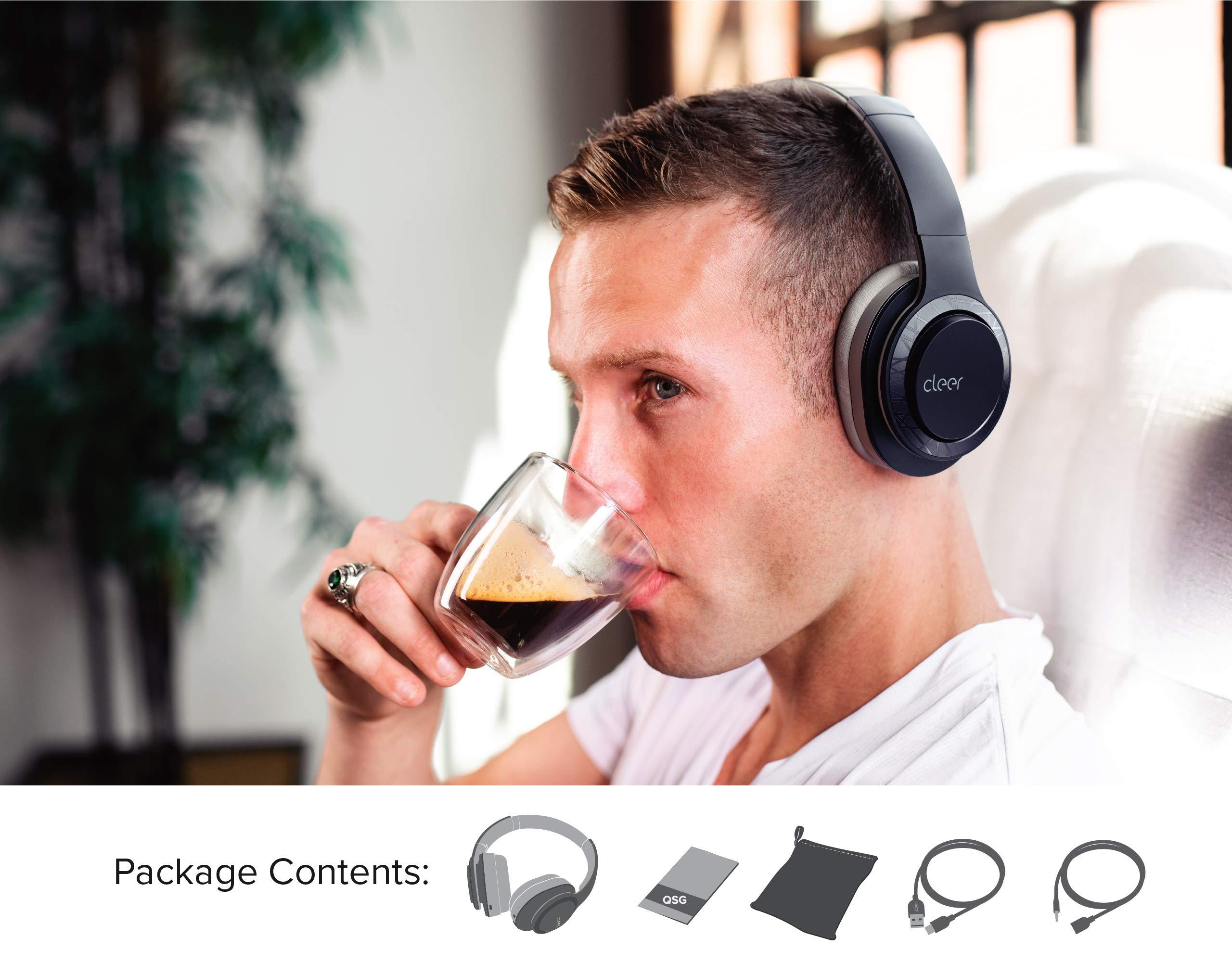 Cleer Cleer Enduro 100 Bluetooth Headphones, 40mm Ironless Driver, Deep Bass Over The Ear Headphones, 100Hr Play, Dual-Mic, Clear Calls, Comfort Fit, Bluetooth 5.0, Hi-Res Foldable Wireless Headphone, Navy