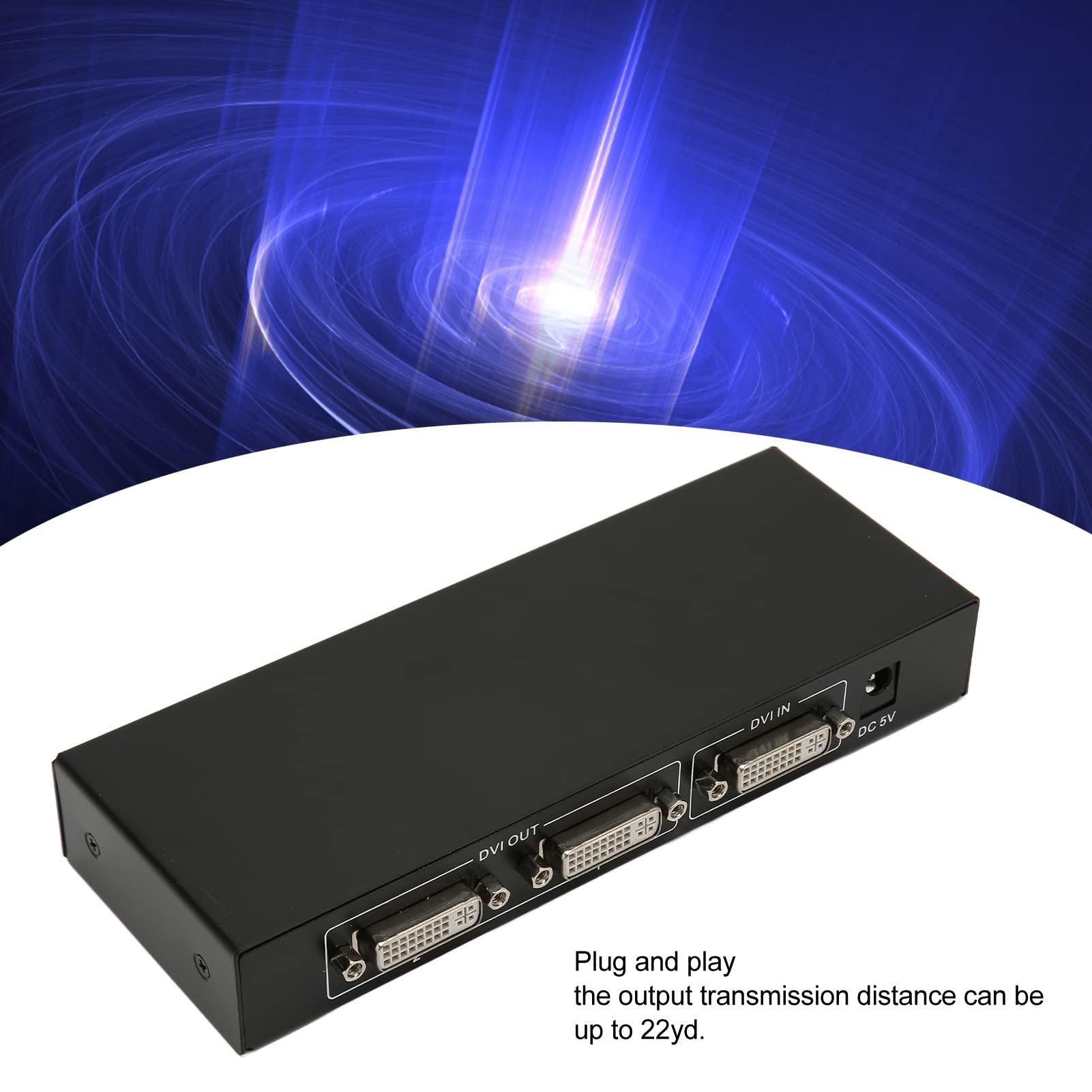 Hilitand DVI Splitter 1 in 2 Out, Support 30/36 Bit Color 1080P Lossless Monitors Distribution Duplicator Video Splitter DVI Switcher for PC Laptop DVR Projector HDTV