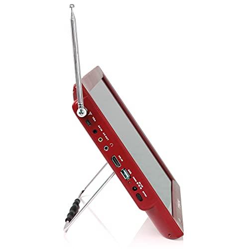 Trexonic Trexonic Portable Rechargeable 14 Inch LED TV with HDMI, SD/MMC, USB, VGA, AV in/Out and Built-in Digital Tuner, Red