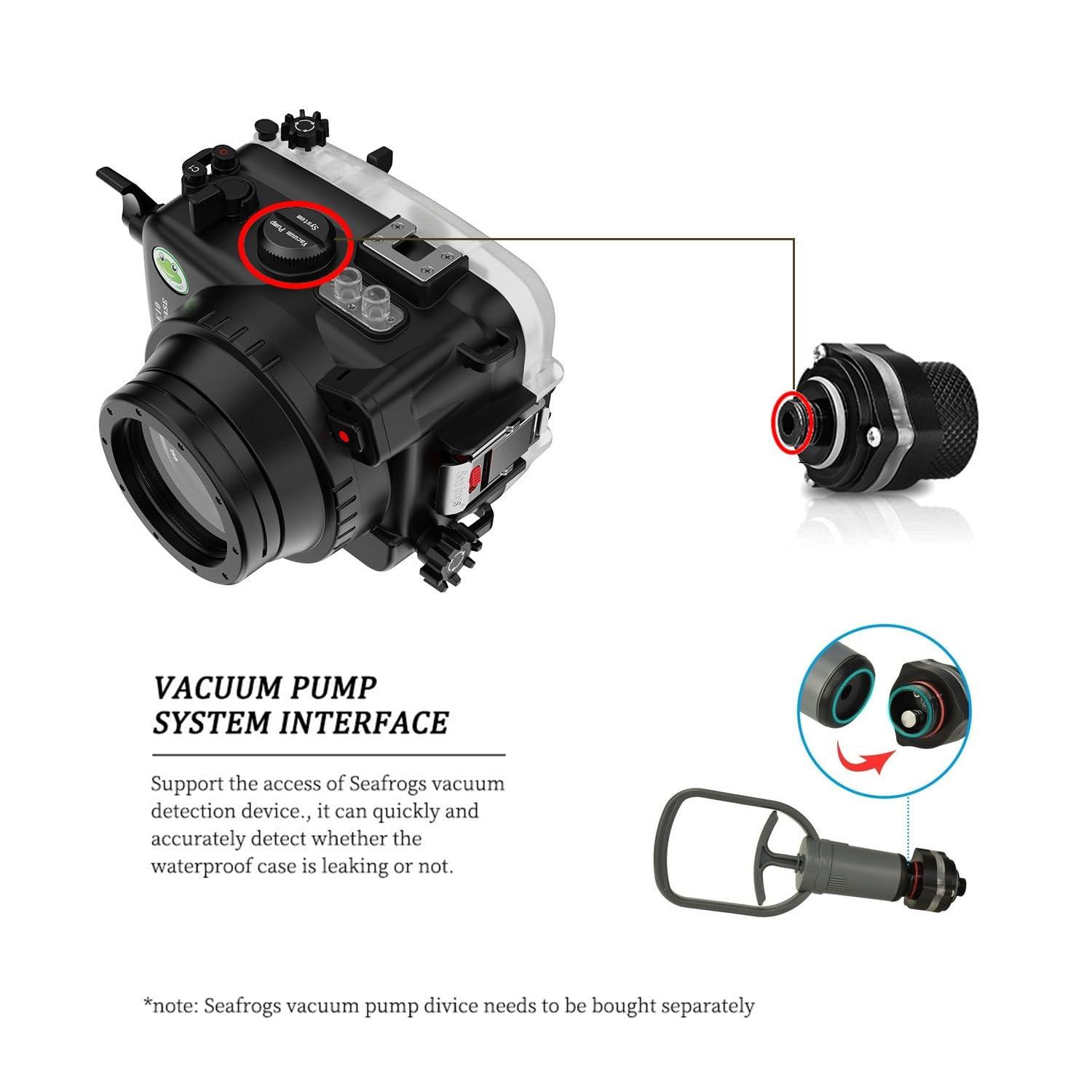 HolaFoto Seafrogs Underwater Housing for Sony ZV-E10 with WA005F Dome Port, [40M/130FT] Waterproof Scuba Housing Case for Sony Alpha ZV-E10 with FE 16-35mm F4, E 18-105mm F4