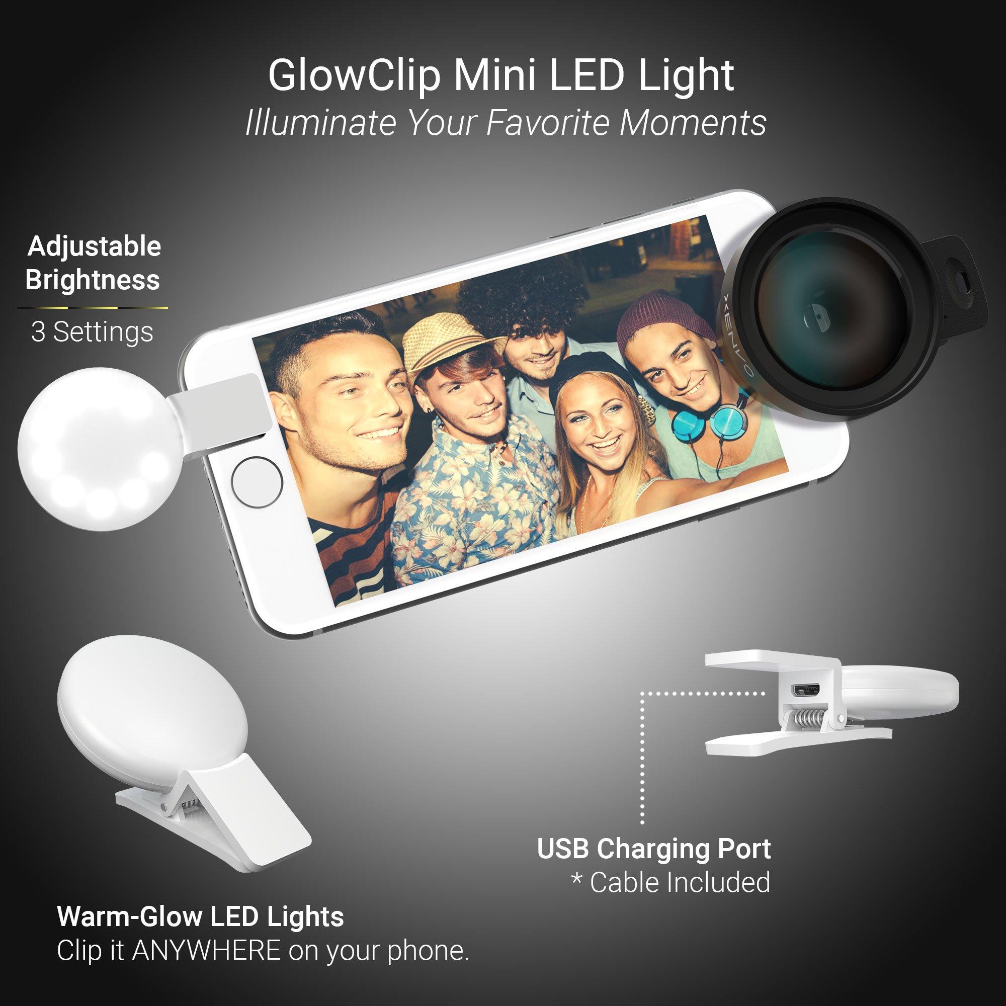 Xenvo Xenvo Pro Lens Kit for iPhone and Android, Macro and Wide Angle Lens with LED Light and Travel Case Black