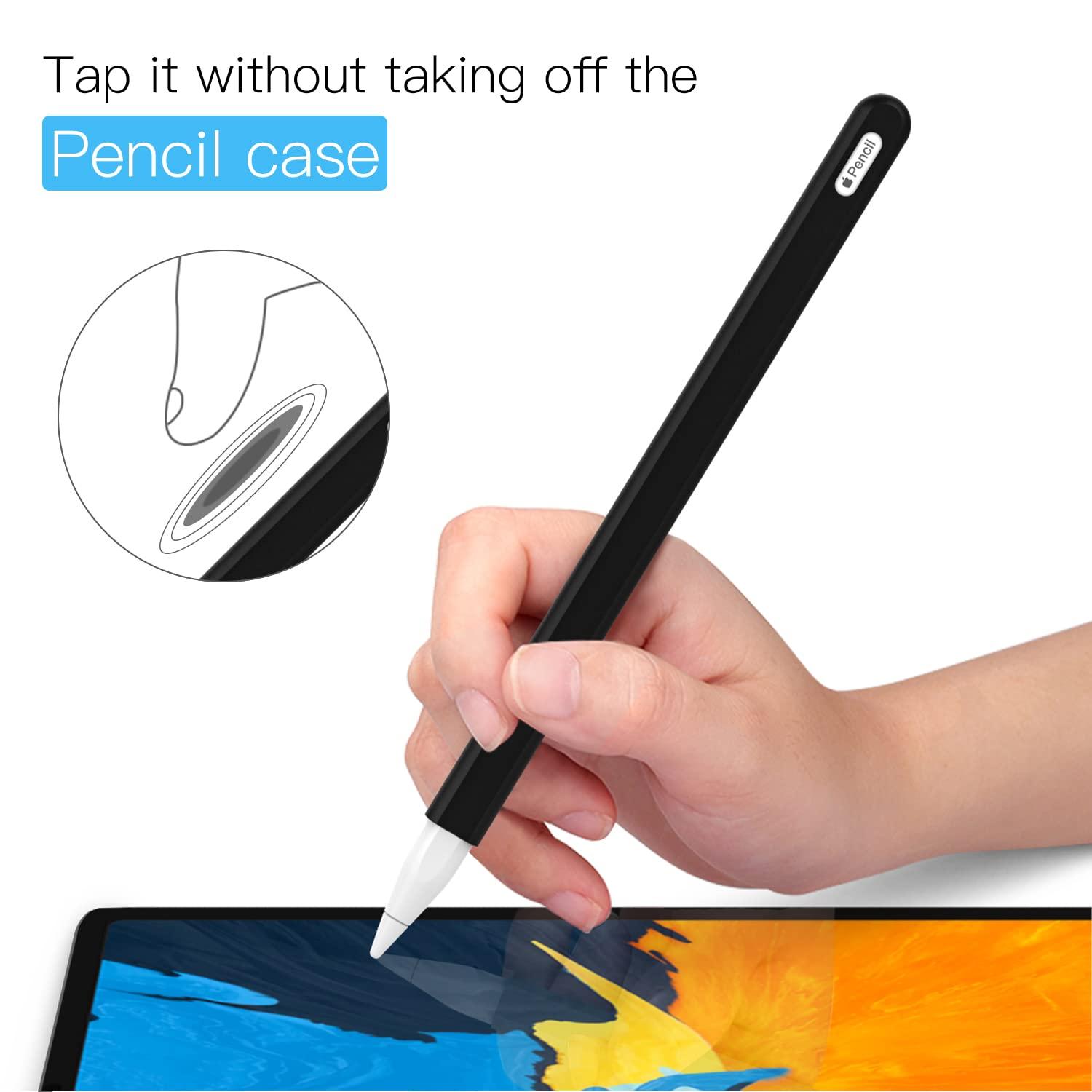 MoKo MoKo Pencil Case for Apple Pencil 2nd Generation/Apple Pencil Pro, [2 Pieces] Protective Silicone Apple Pencil 2nd Generation Pencil Holder Sleeve and Protective Nib Cover for Apple Pencil 2, Black