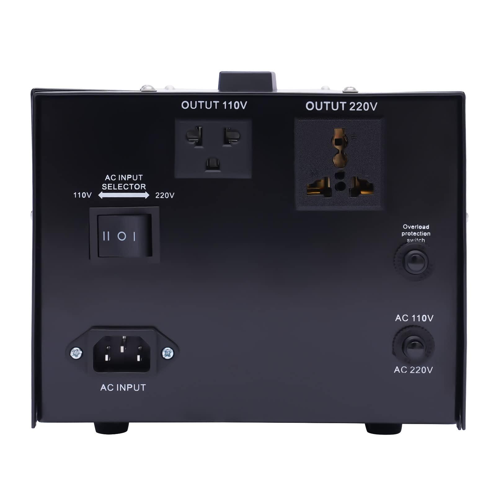 DNYSYSJ Step UP/Down Transformer 220v to 110v, 1000W Voltage Converter 220 to 110 120v to 240V Heavy Duty Power Transformer Automatic Voltage Regulator Stabilizer Circuit Breaker Protection