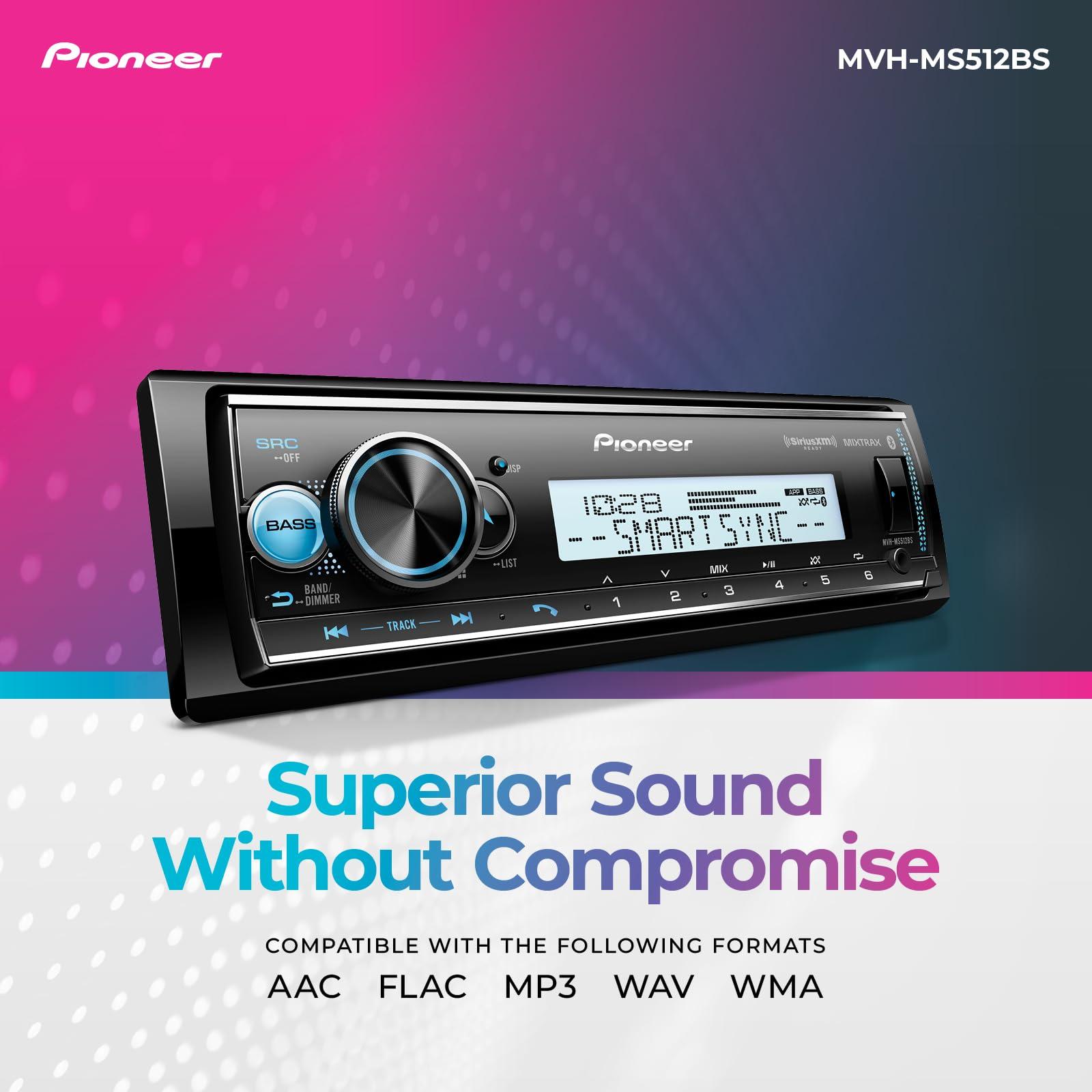 PIONEER Pioneer MVH-MS512BS Marine Digital Media Receiver - Single Din Bluetooth Marine Stereo with Amazon Alexa and Corrosion-Resistant Design
