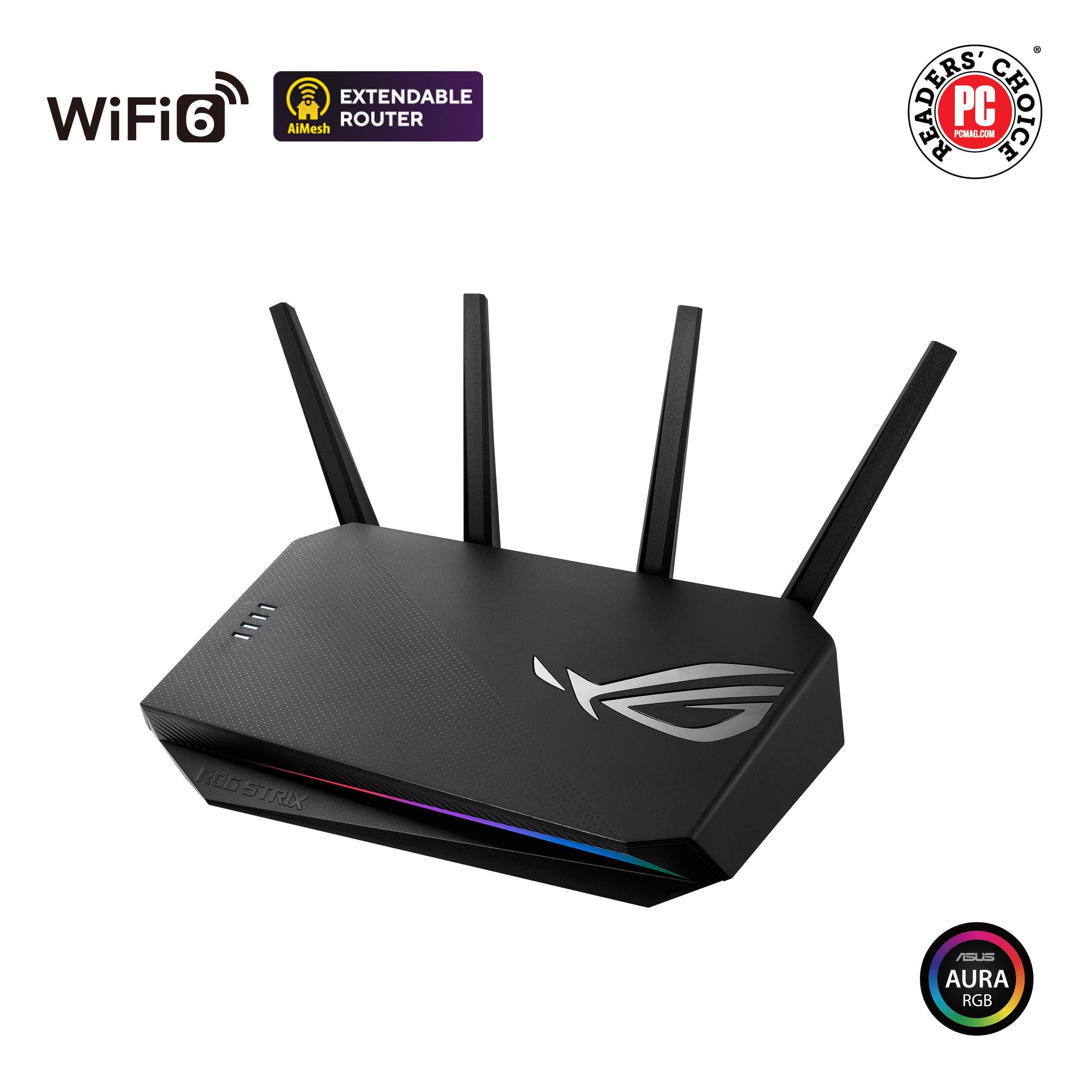 ASUS ASUS ROG Strix GS-AX3000 WiFi 6 Extendable Gaming Router, Gaming Port, Mobile Game Mode, Port Forwarding, VPN Fusion, Aura RGB, Subscription-free Network Security, Instant Guard, AiMesh Compatible