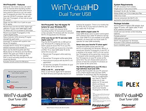 Hauppauge HAUPPAUGE WinTV-DualHD Dual USB 2.0 HD TV Tuner for Windows PC 1595,Black