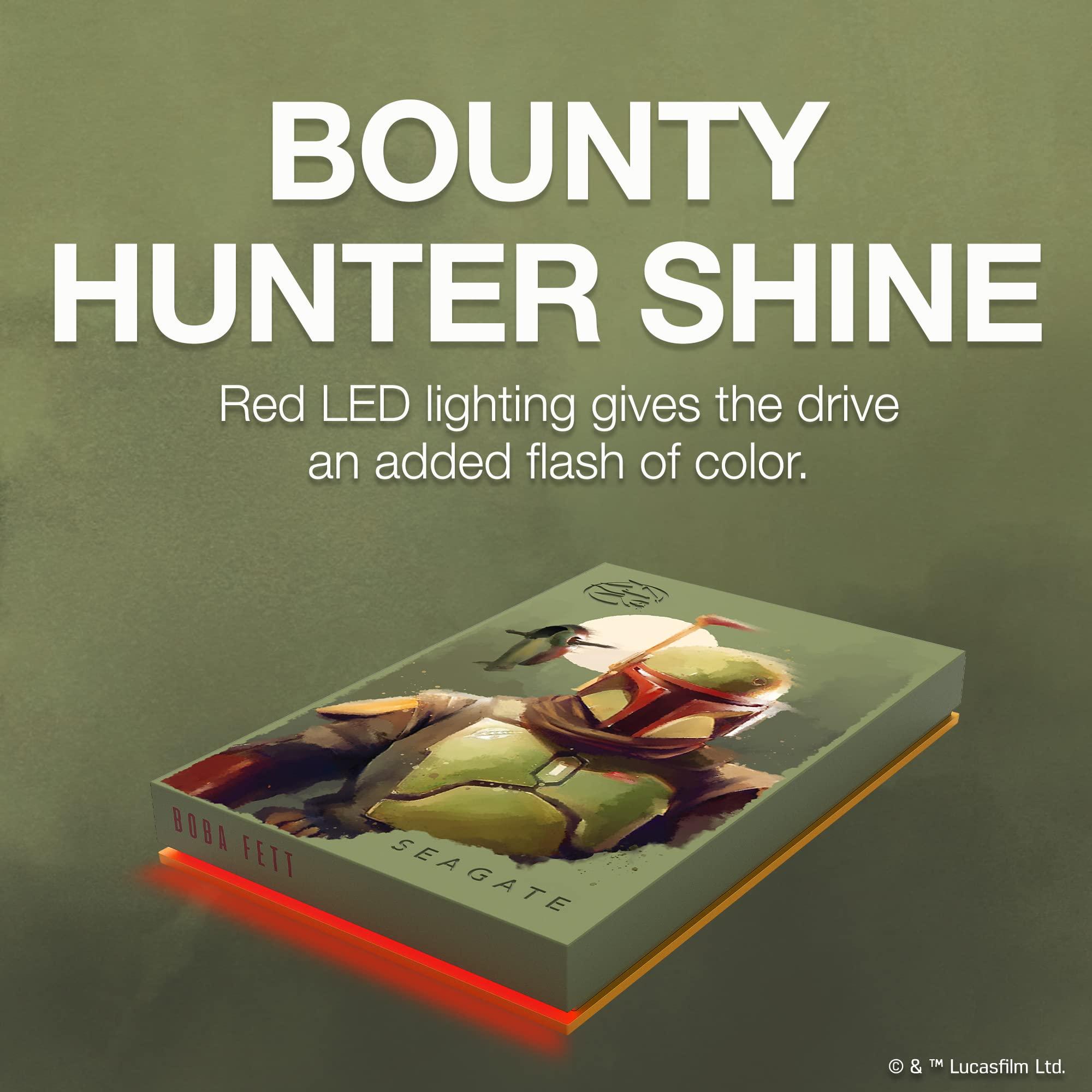 Seagate Seagate Boba Fett Drive Special Edition FireCuda External Hard Drive 2TB Officially-Licensed - 2.5 Inch USB 3.2 Gen 1 Red LED RGB lighting with Rescue Services (STKL2000406)