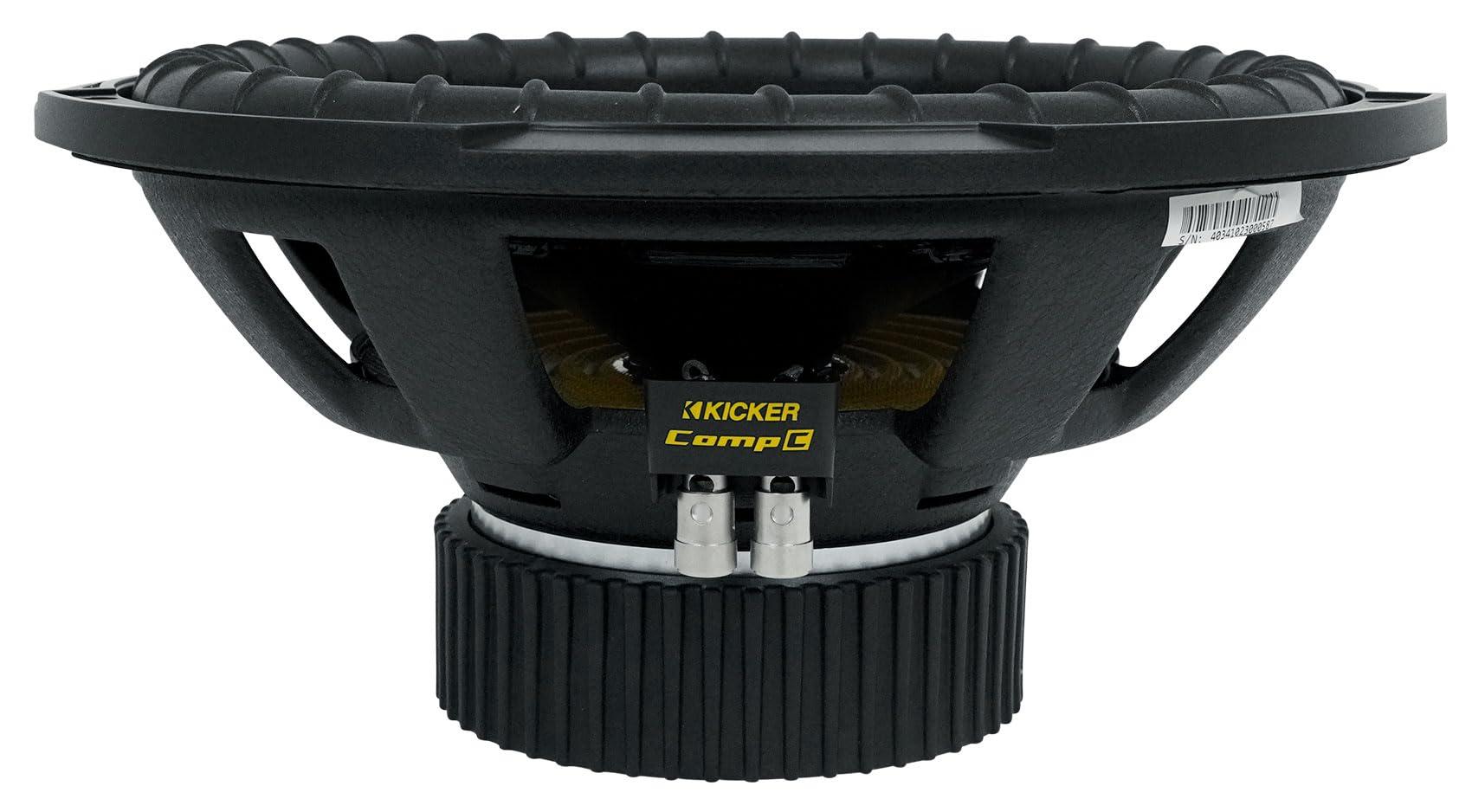 KICKER 2 Kicker 50CWCD124 CompC 12" DVC 4 ohm Subwoofers Bundle with Rockville Mono Amplifier+Amp Kit CWCD124 (4 Items)