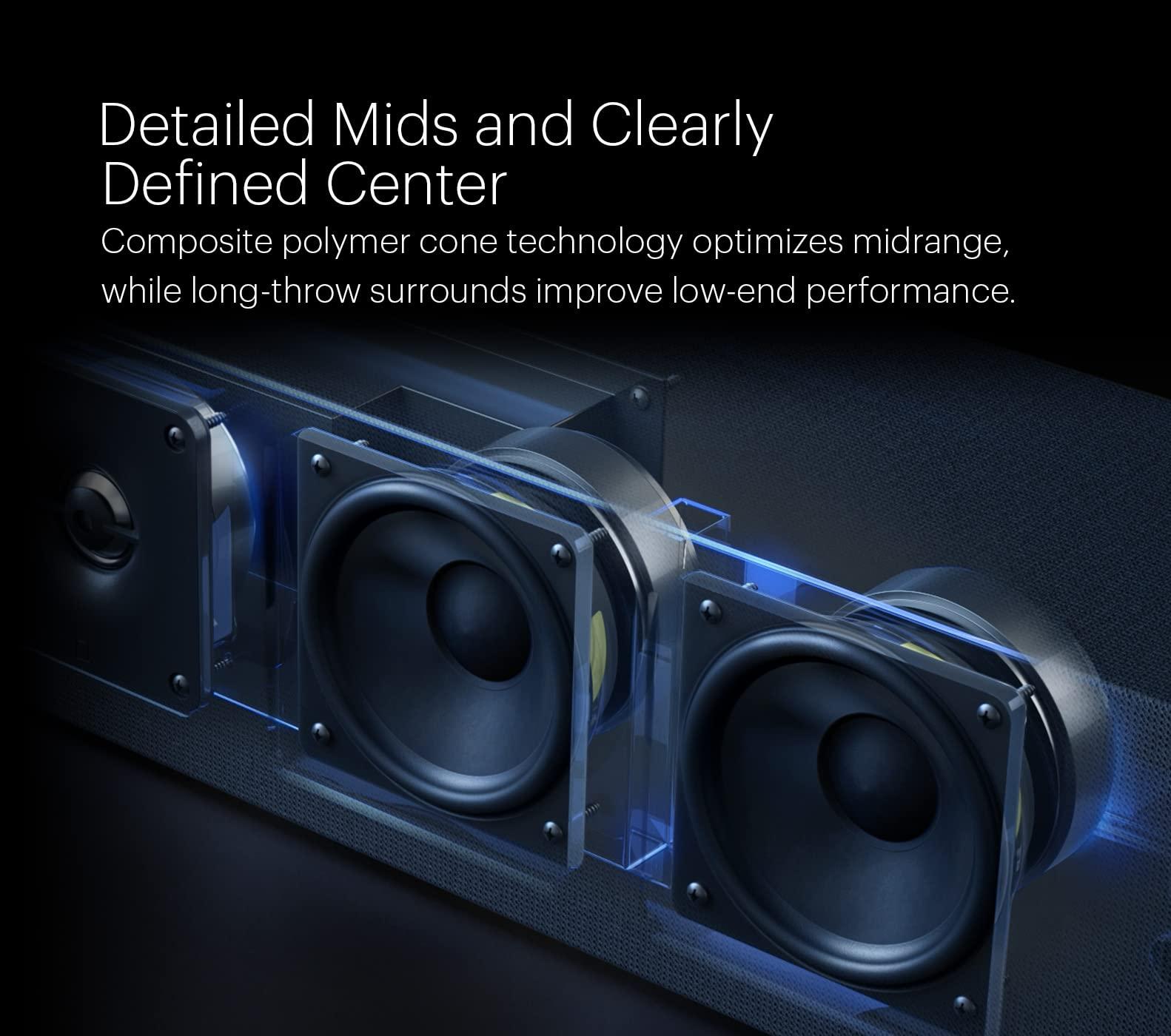 Definitive Technology Definitive Technology Dymension DM20 Slim Center Channel Speaker, 5-Driver Array - (4) 4\" Midrange Woofers & (1) 1\" Tweeter, for Dymension Series Home Speakers, Immersive Home Theater Audio, Black