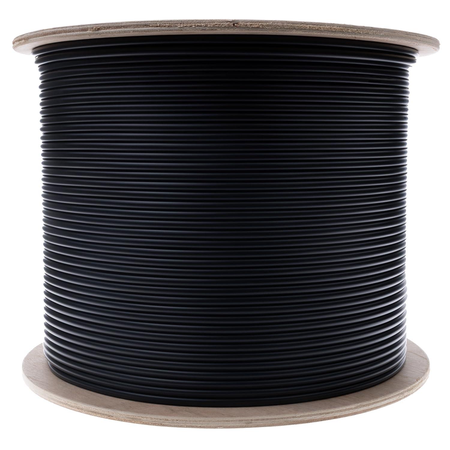 COMZON COMZON 2-Strand Fiber Indoor/Outdoor Fiber Optic Cable Multimode 50/125 OM3, 10Gbps, Riser Rated, Black, Spool, Water-Blocking, PVC Jacket, UL-Listed, Corning Quality, 2000ft