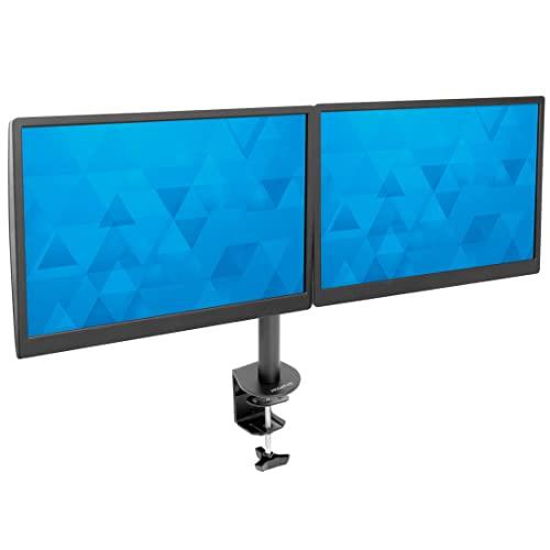 Mount-It! Mount-It! Dual Monitor Mount | Double Monitor Desk Stand Arm | Two Articulating Arms Fit 2 Screens 17 19 20 21 22 24 27 Inch Computer | VESA 75 100 Compatible Displays | C-Clamp Base