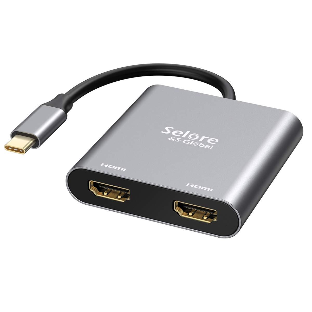 Selore&S-Global Mac HDMI Adapter+USB C to Dual HDMI Adapter
