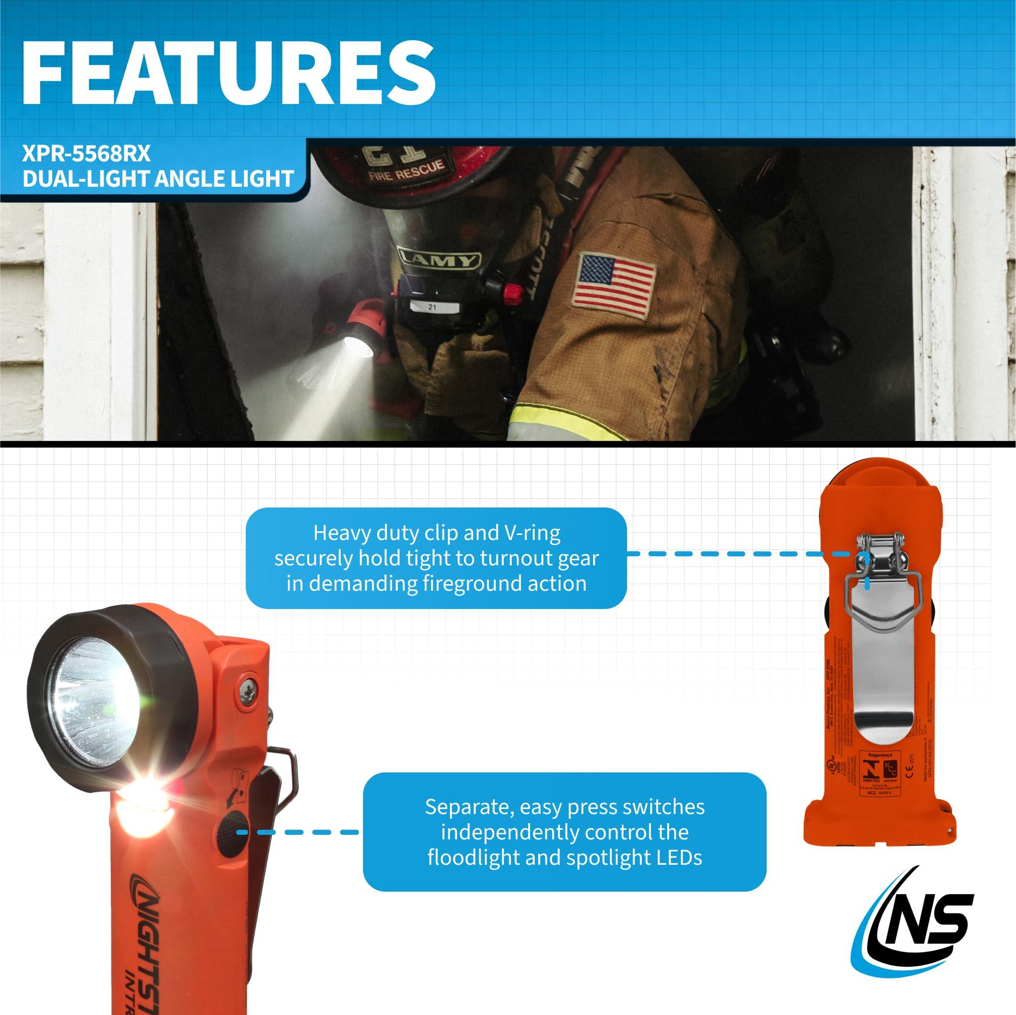 Nightstick Nightstick Intrant Rechargeable Instrinsically Safe Permissible Dual-Light Angle Light (Red)