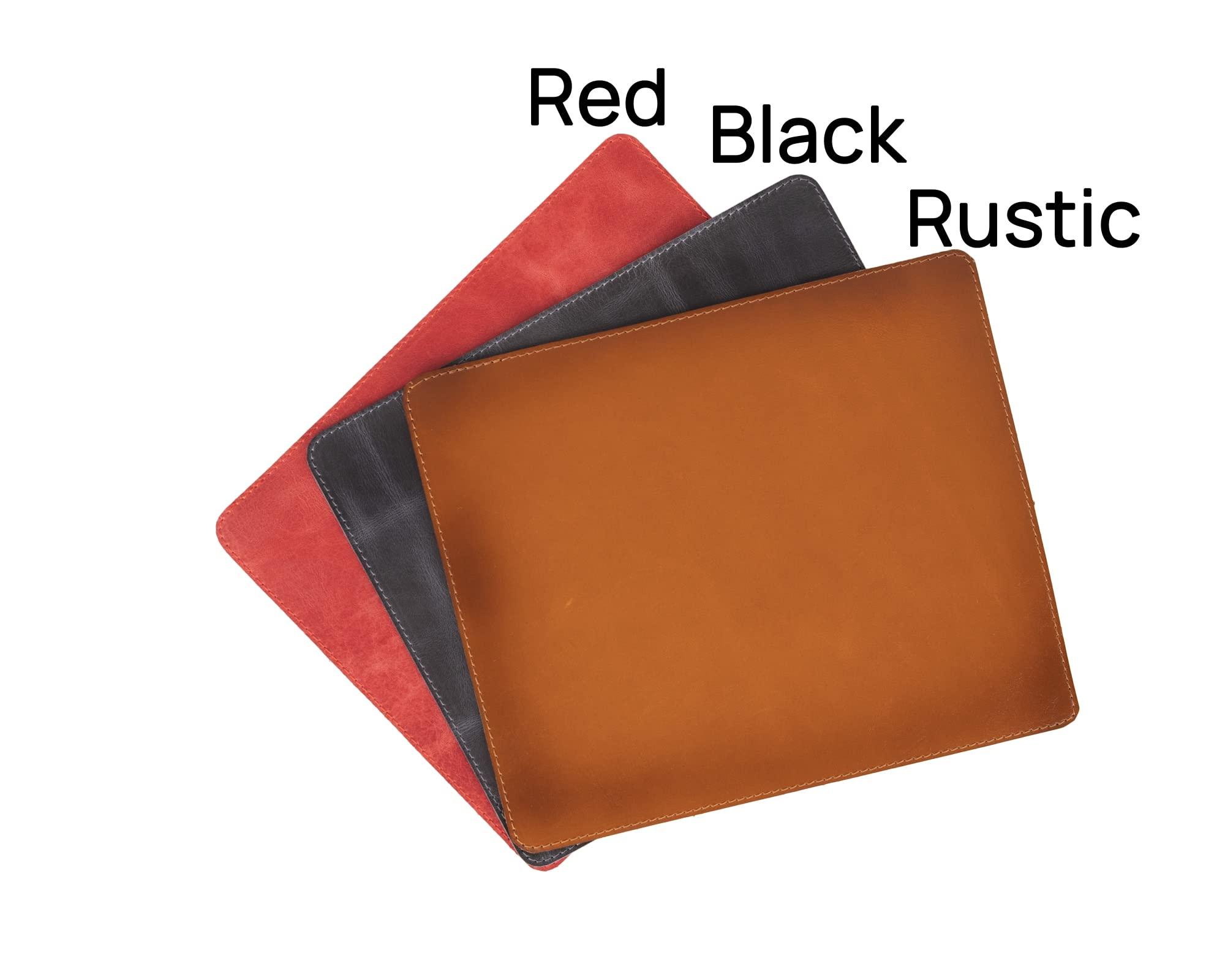 OXA OXA Leather Mouse Pad | Smooth Surface | Non-Slip Base | Tracking Precision | Full Crafted from Genuine Leather | for Both Women & Men Home Decor Usage | - Red