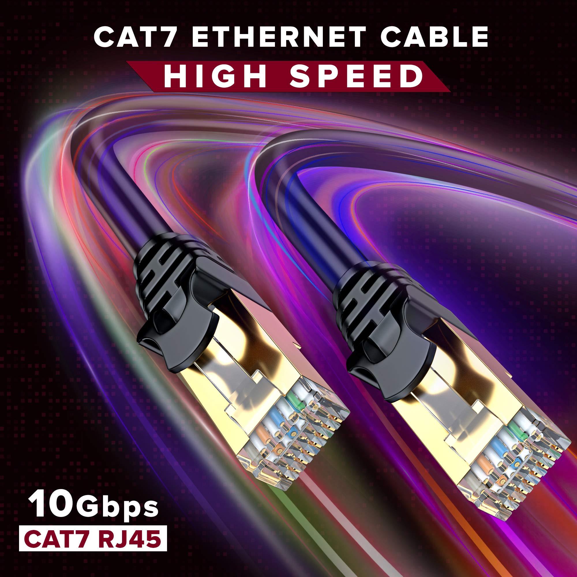 Maximm Cat 7 Ethernet Cable 20 ft - (2 Pack) High-Speed Cat7 Internet & Network LAN Patch Cables, RJ45 Connectors - Perfect for Gaming, Streaming, and More (Black and White)