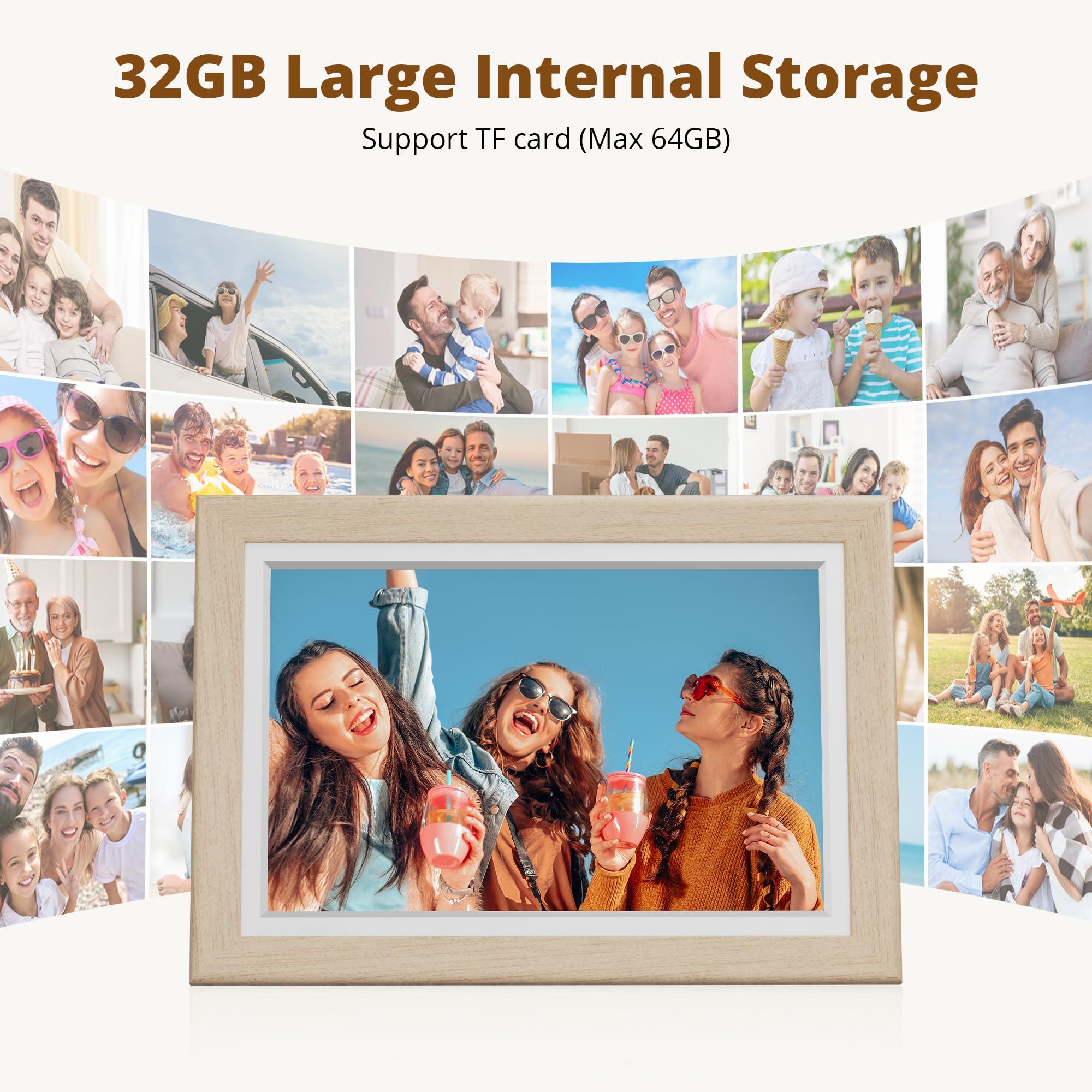 Dragon Touch Dragon Touch Digital Picture Frame WiFi 10 inch IPS Touch Screen Digital Photo Frame Display, 32GB Storage, Auto-Rotate, Share Photos via App, Email, Cloud, Classic 10 Brown