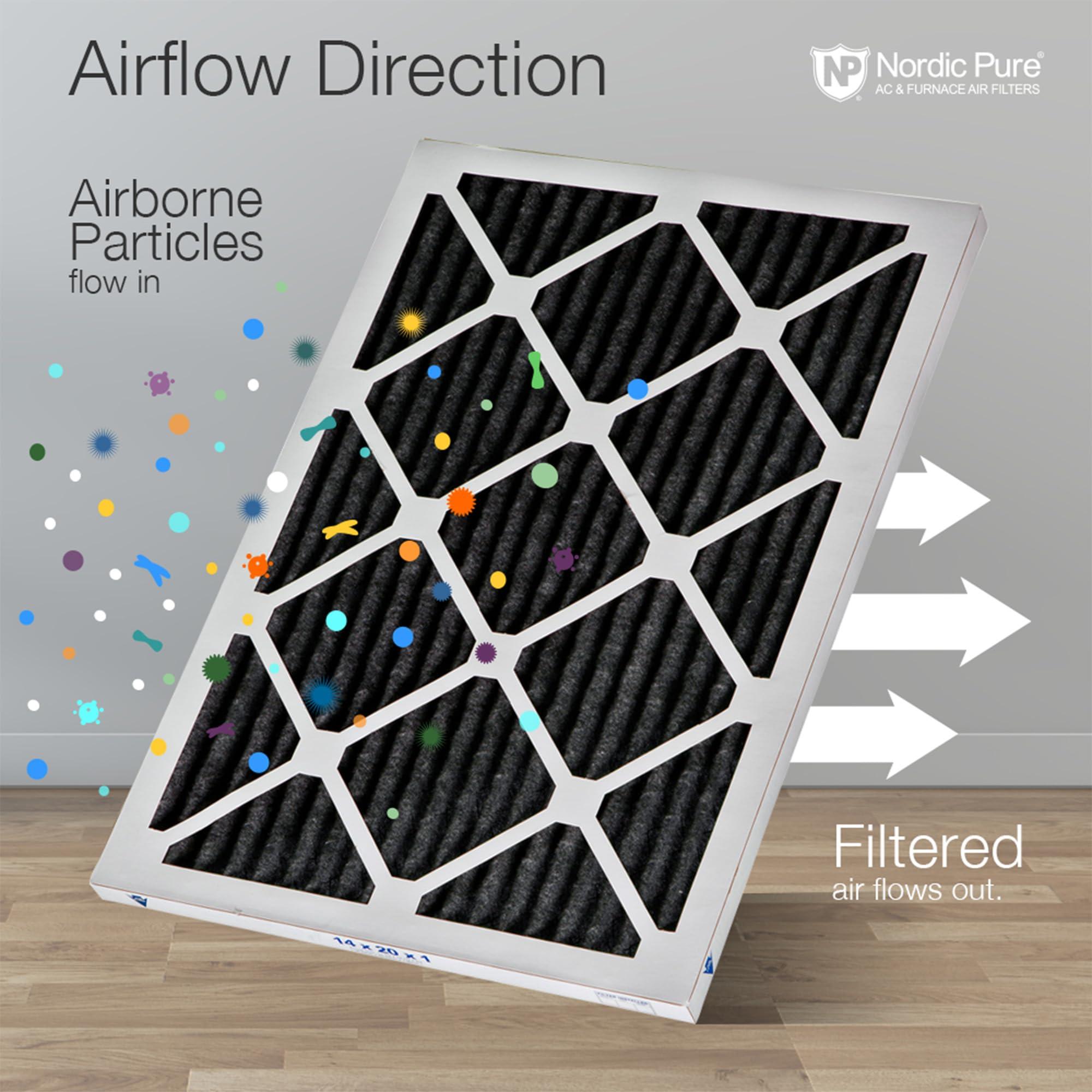 Nordic Pure Nordic Pure 20x20x1 (19 1/2 x 19 1/2 x 3/4) Pure Carbon Pleated Odor Reduction Furnace Air Filters 3 Pack