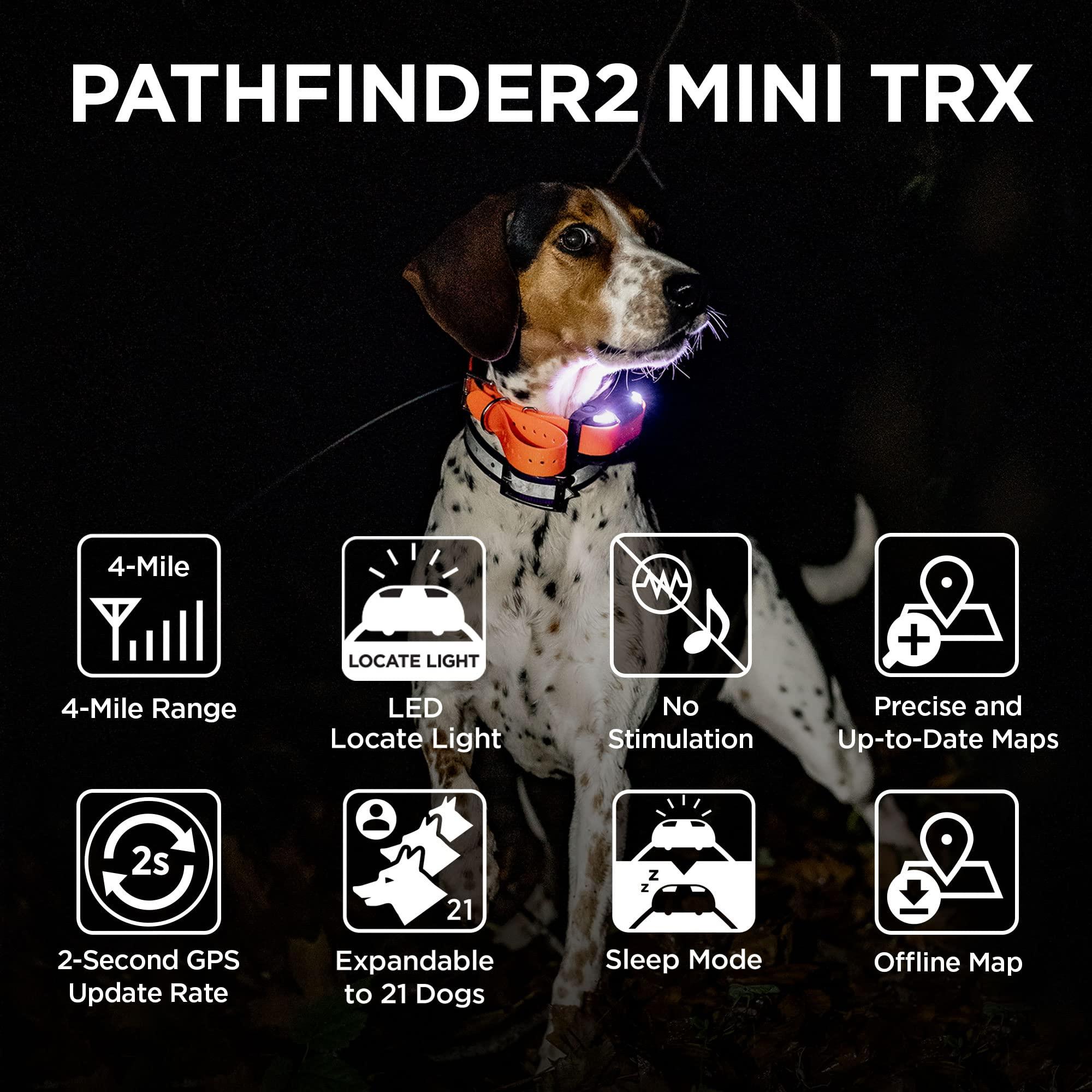 Dogtra Dogtra Pathfinder 2 Mini TRX Additional Receiver Dog GPS Tracker LED Light Blue Collar SmartWatch Compatible Rechargeable Waterproof Free Offline Maps No Monthly Fee Smartphone Required