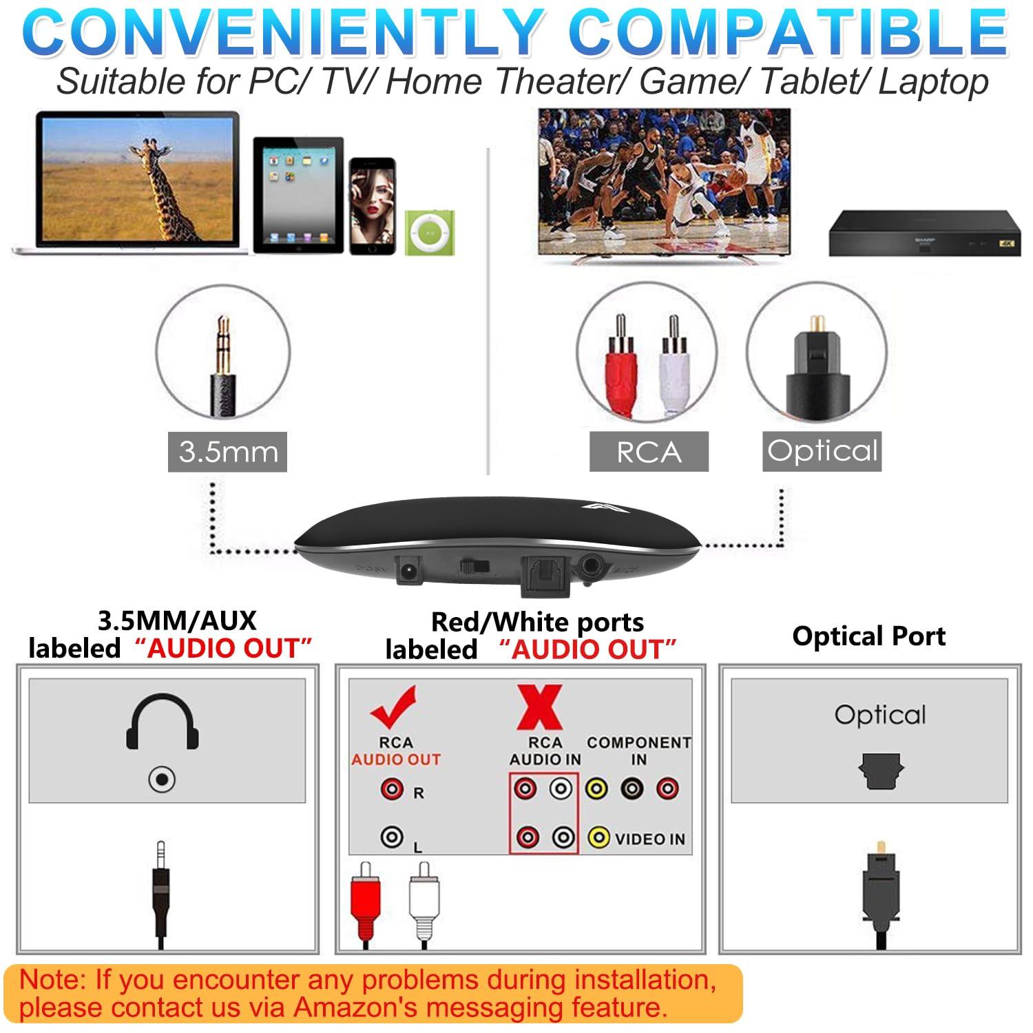 Ansee Wireless Headphones for TV Watching, Folding Over Ear Headphones with 2.4GHz RF Transmitter Support Optical RCA AUX, No Audio Delay, 100ft Wireless Range (Blackness)