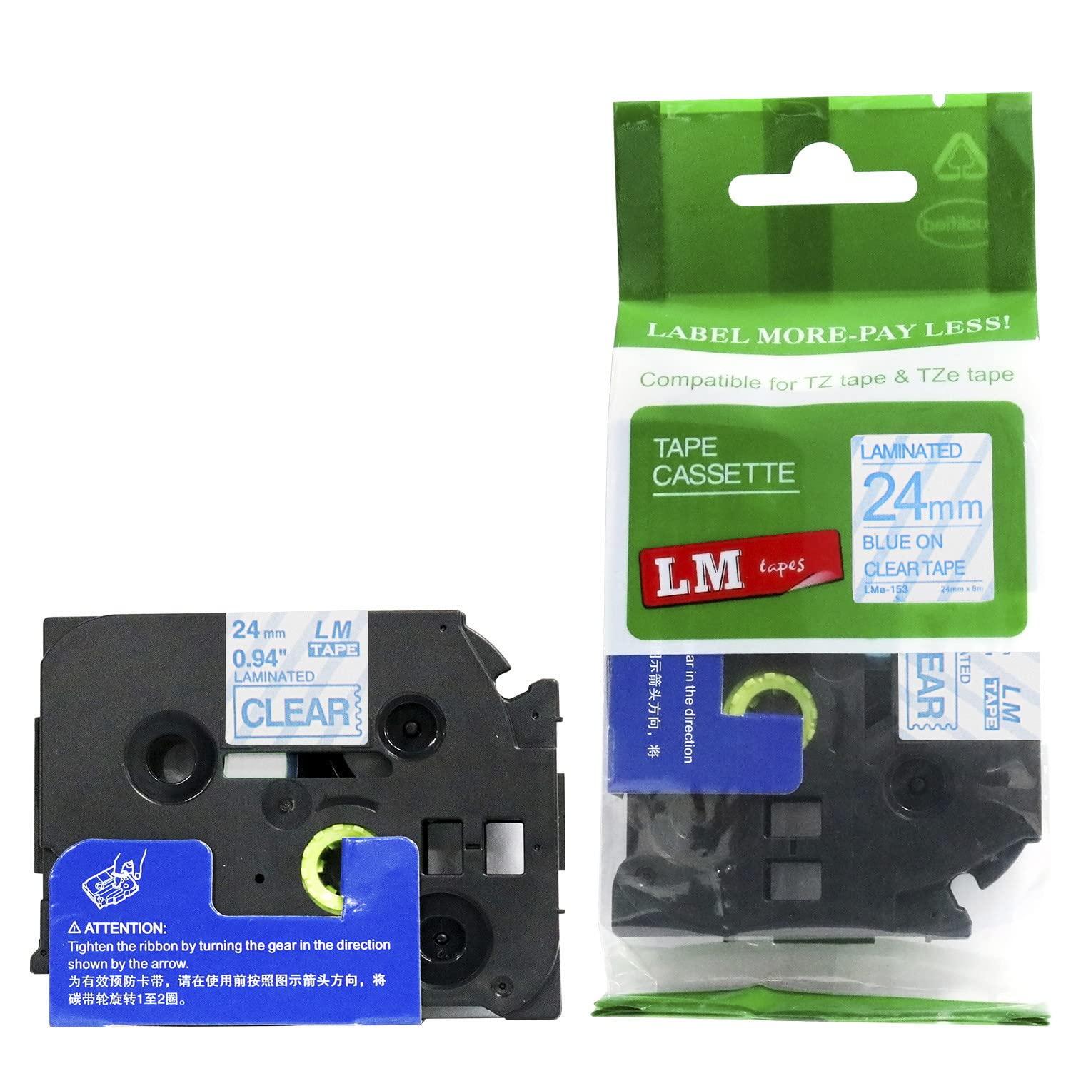 LM Tapes LM Tapes - Premium 1" (24mm) Blue on Clear Compatible TZe P-Touch Tape for use with Brother PT-2500PC, PT2500PC Label Maker Includes Tape Size/Color Guide.