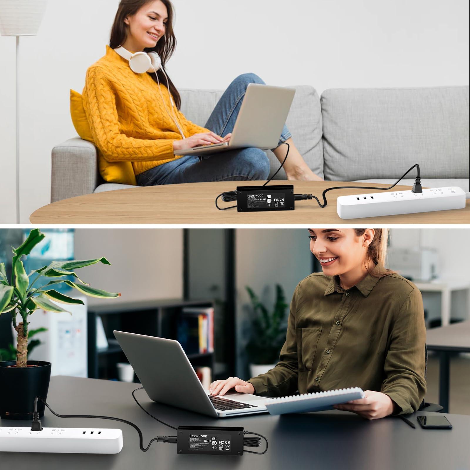 PowerHOOD 65W 19.5V Laptop Charger AC Adapter Compatible with Dell Inspiron I560-5355NBK 400 Zino CPA09-004B 14R i14RN-1819DBK I1564-14022OBK PA-12 i5447-6250sLV 3010 461-9875 I15N-20910BK IM5030-S2800 P08S001