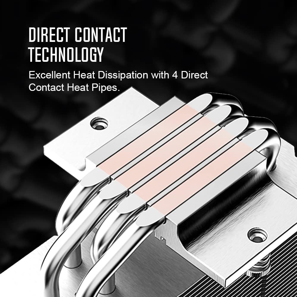 ID-COOLING ID-COOLING SE-214-XT ARGB White CPU Cooler 4 Heatpipes CPU Air Cooler ARGB Light Sync with Motherboard(5V 3-PIN Connector) CPU Fan for Intel/AMD, LGA 1700 Compatible for Desktop