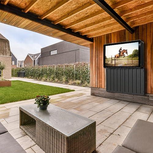 STORM SHELL Outdoor TV Hard Cover Weatherproof Protection for Television - Mounts Right on The Wall - TV Wall Mounting Bracket Included (45-55 inch), Black