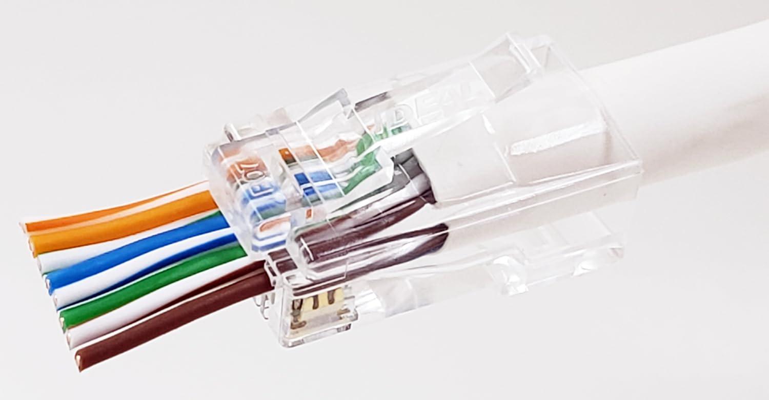Ideal Industries IDEAL Electrical 85-385 Unshielded Feed-Thru Modular Plug, Cable Connector for CAT6A/6 Unshielded Cables, 50 Connectors