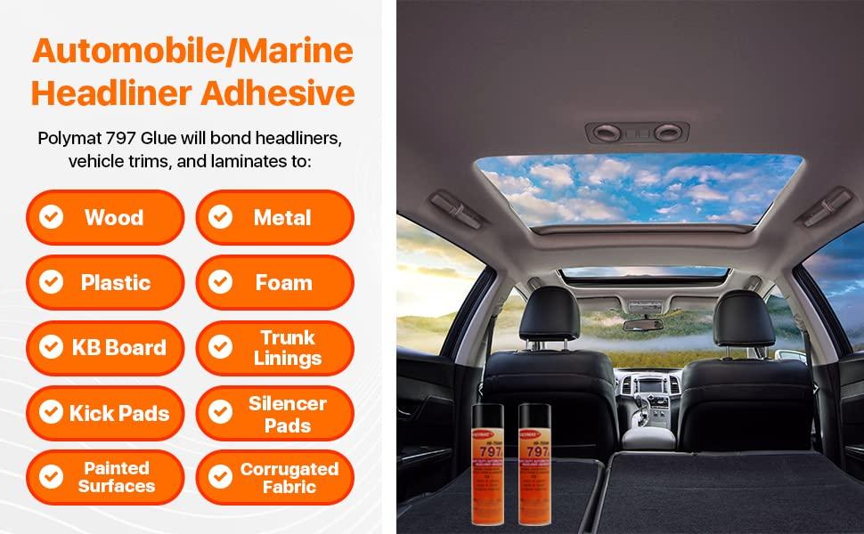 Polymat QTY6 Polymat 797 Hi Temp Spray Adhesive Can high Temperature Headliner Glue