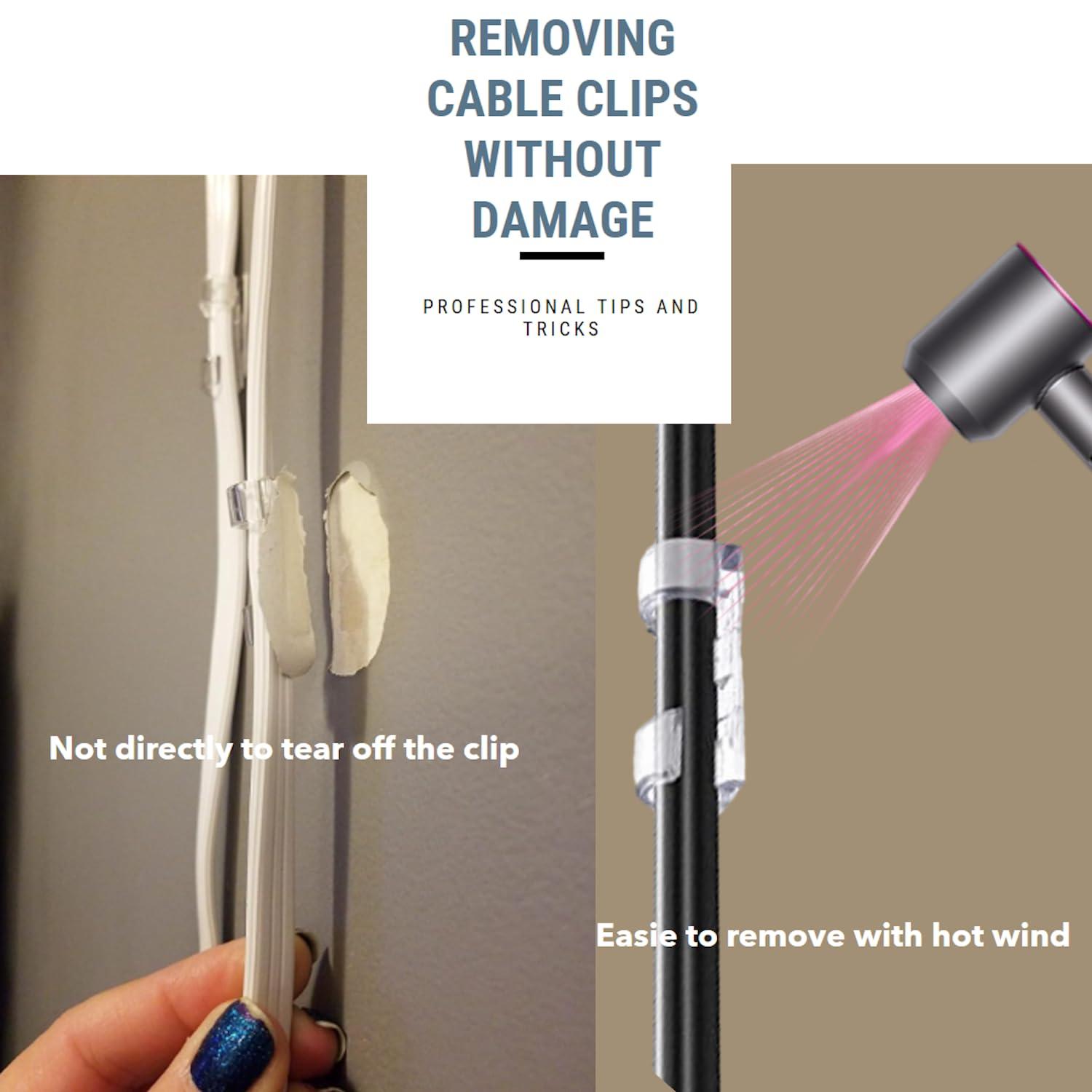 AFFAVON 200pcs Adhesive Cable Clips, Finisher Wire Clamp Cord Clips Cable Management Light Clips Cable Organizer Max.1/4" Wire Hider for Cords